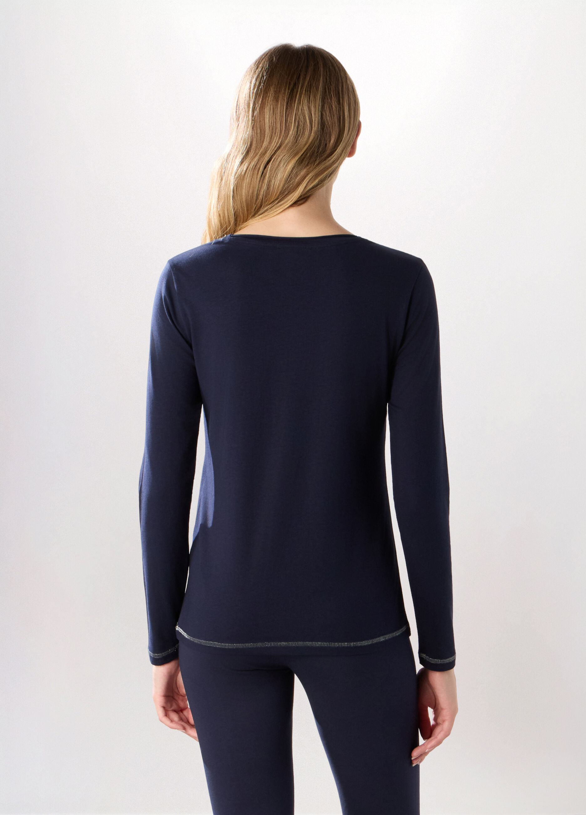 T-shirt a maniche lunghe in cotone stretch Holistic fitness donna_1