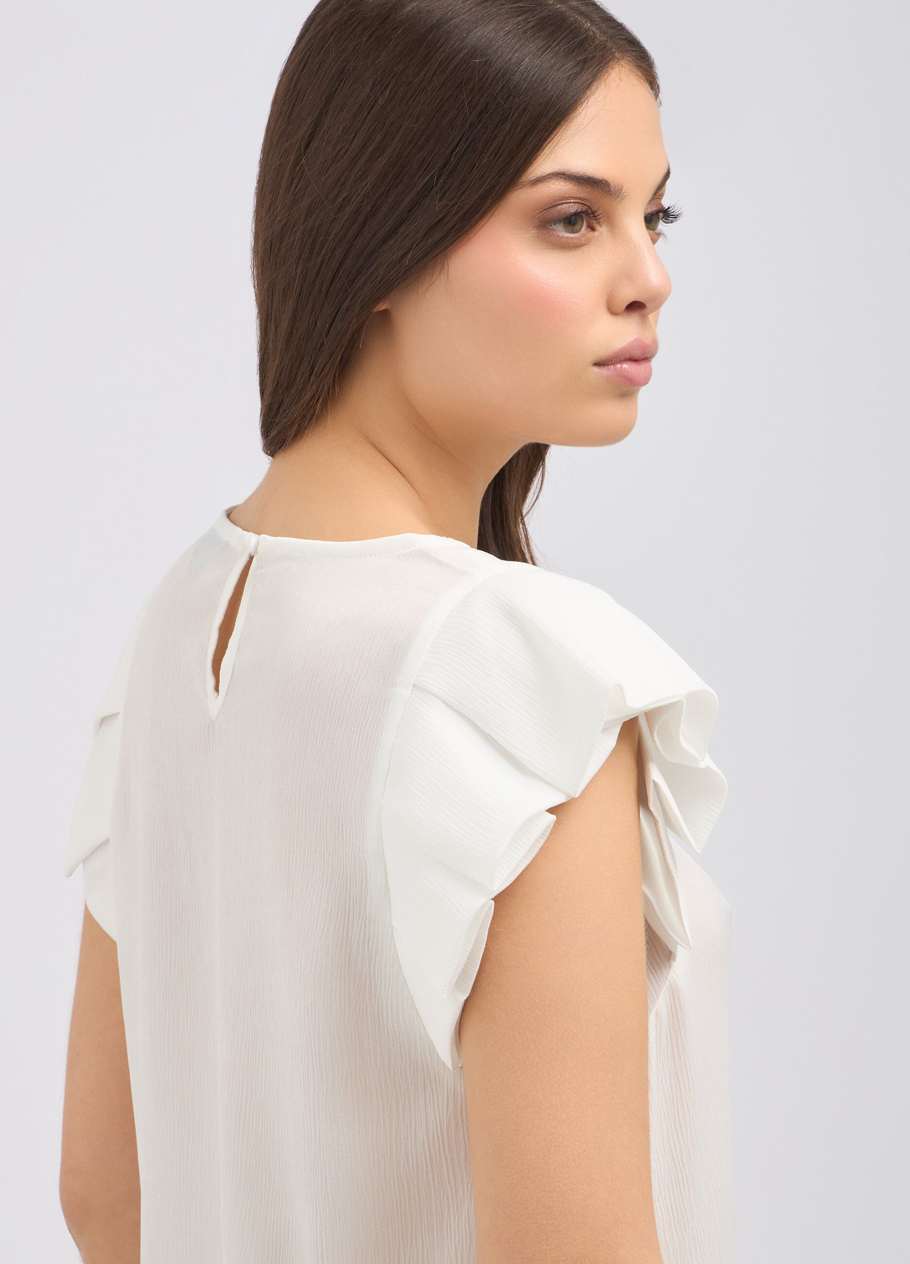 Blusa creponne con rouches donna_2