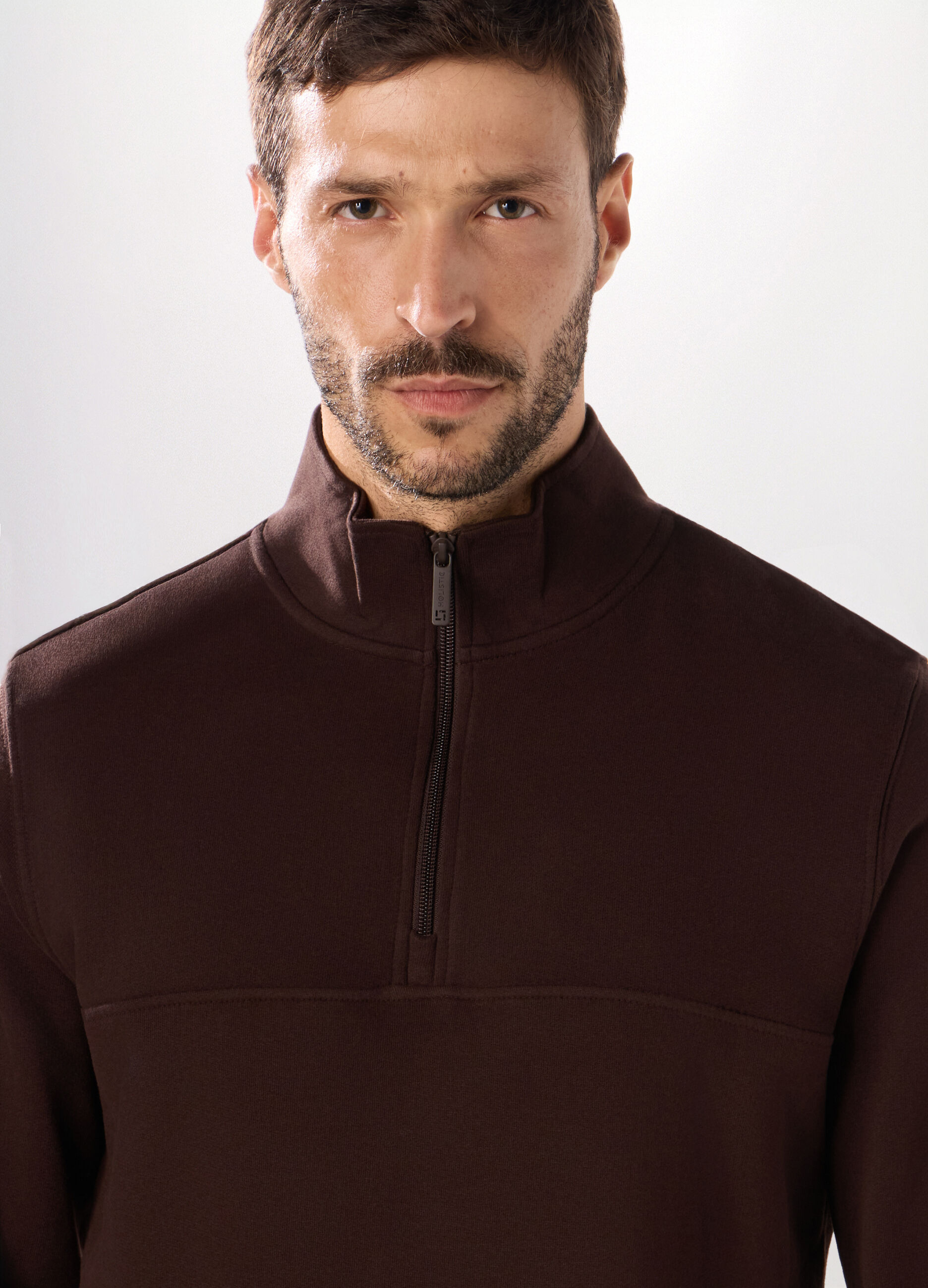 Felpa lupetto con zip in puro cotone uomo_2