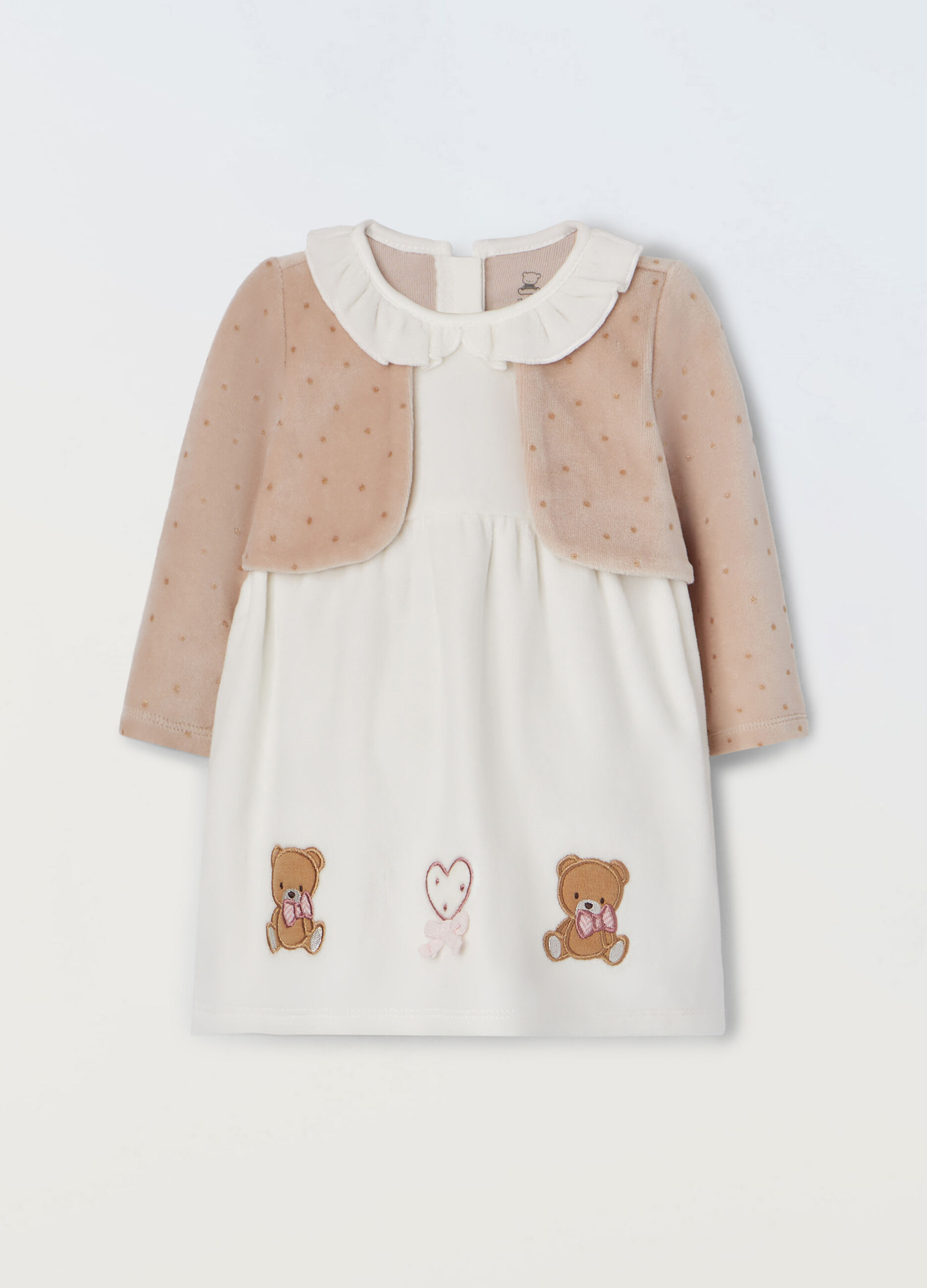 Vestito velour con cardigan applicato neonata_0