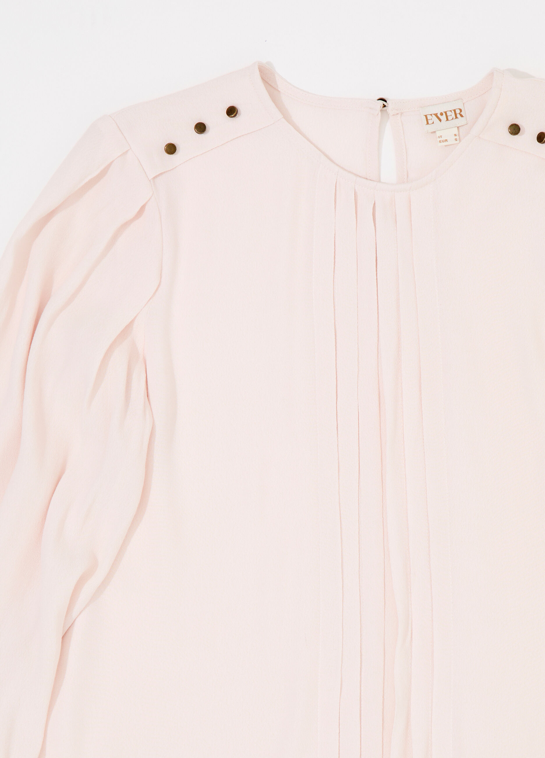 Blusa a pieghe con maniche a sbuffo donna_6