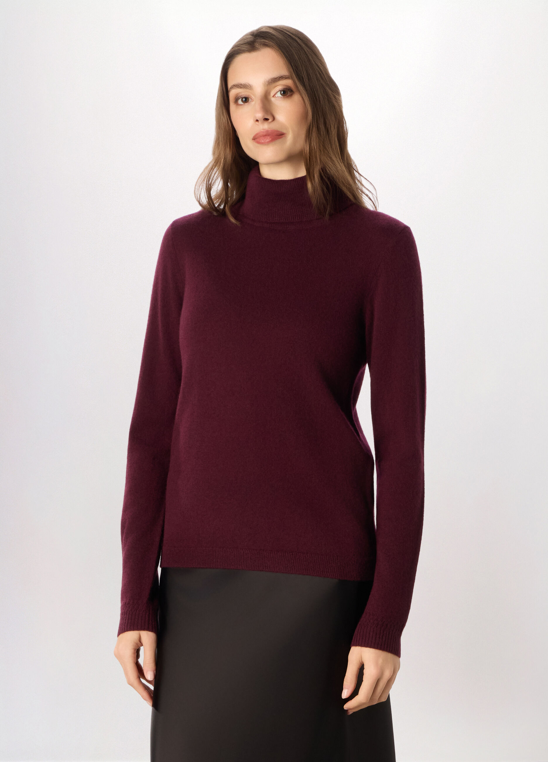 Maglione a collo alto in puro cashmere donna_0