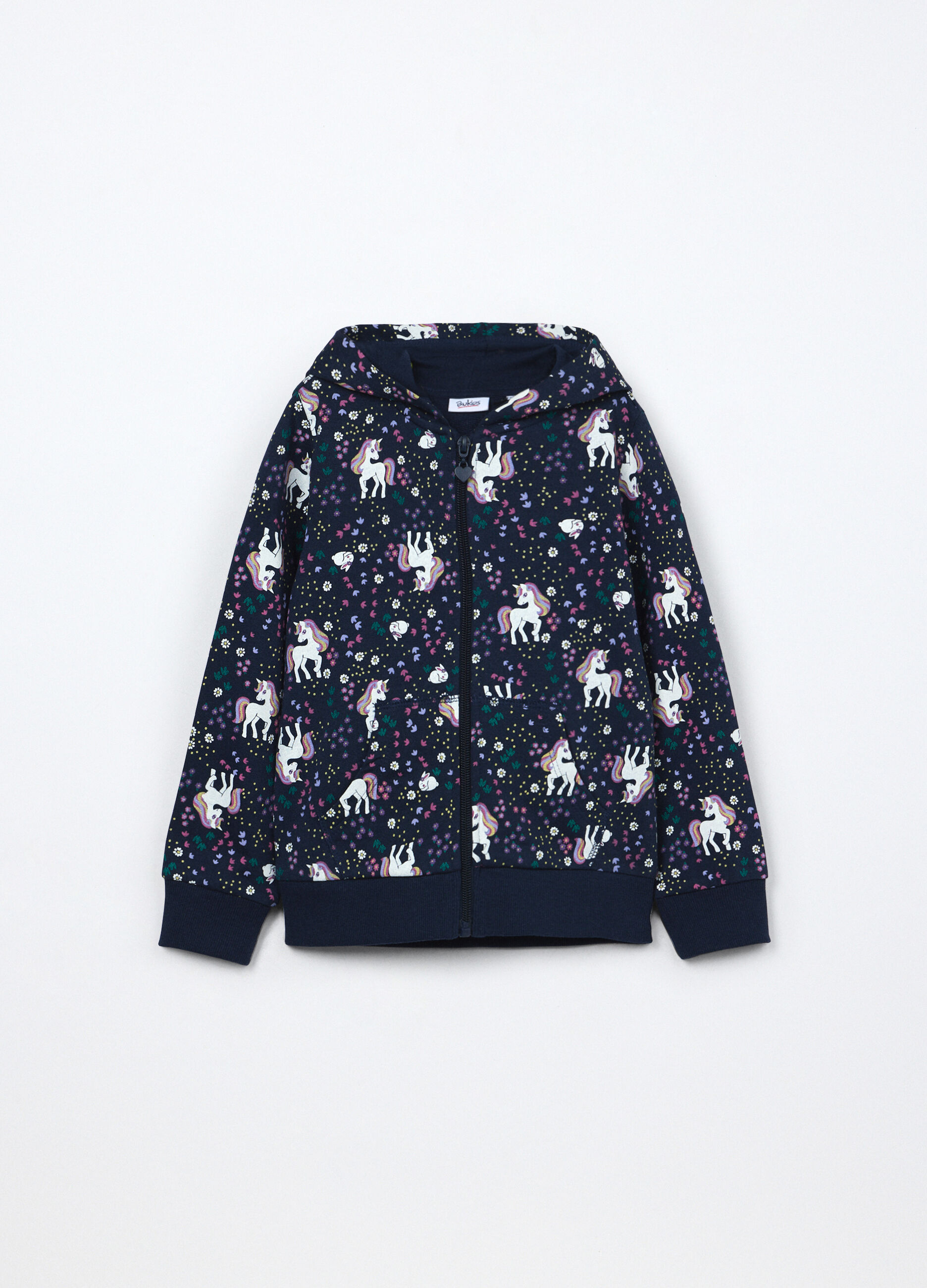 Felpa con cappuccio in puro cotone bambina_0