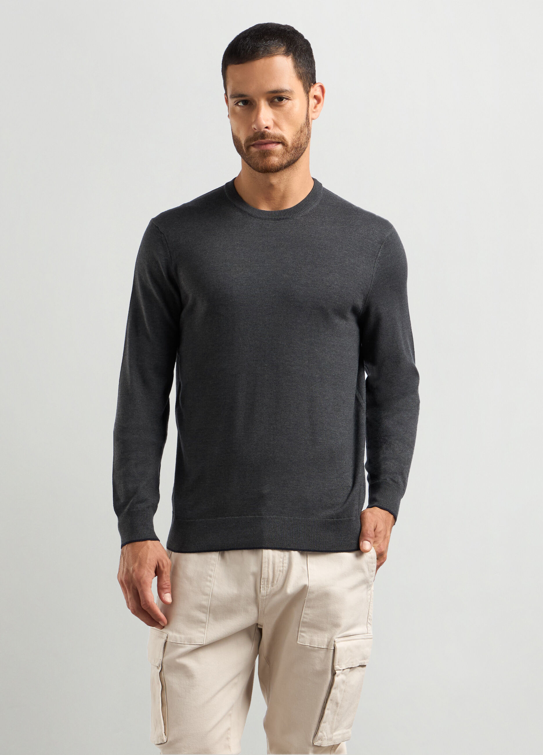 Maglione girocollo misto cotone uomo_0