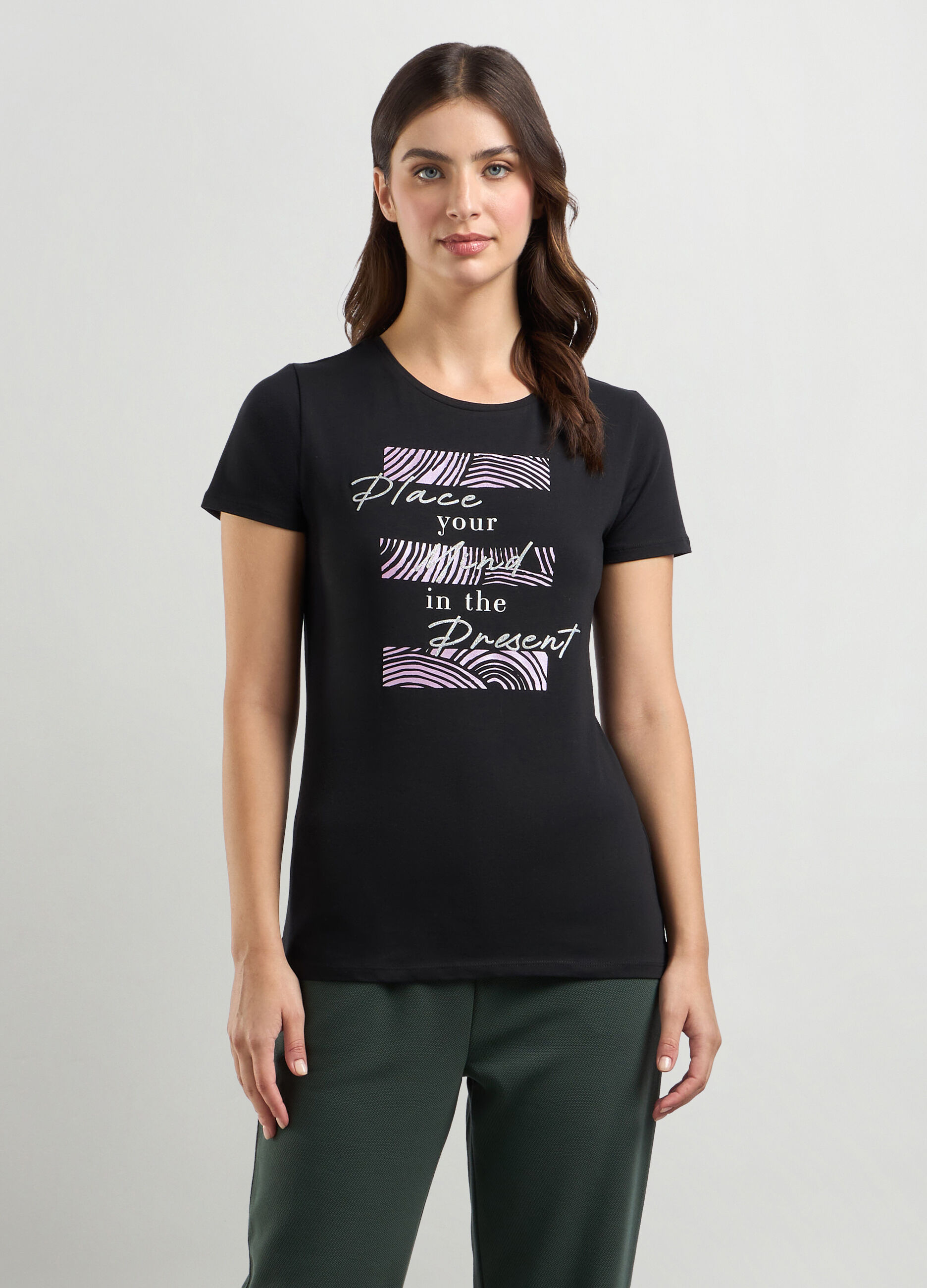 T-shirt in jersey di cotone stretch donna_0