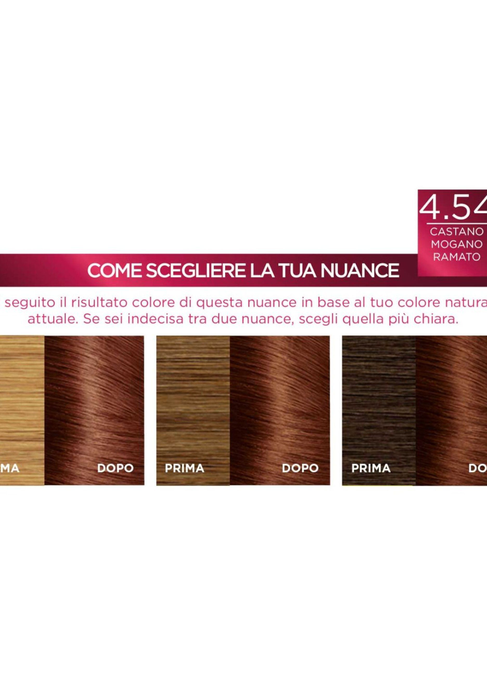 L'Oréal Paris Tinta Capelli Excellence, Copre i capelli bianchi, colore ricco, luminoso e a lunga durata, 4.54 Castano Mogano Ramato._3