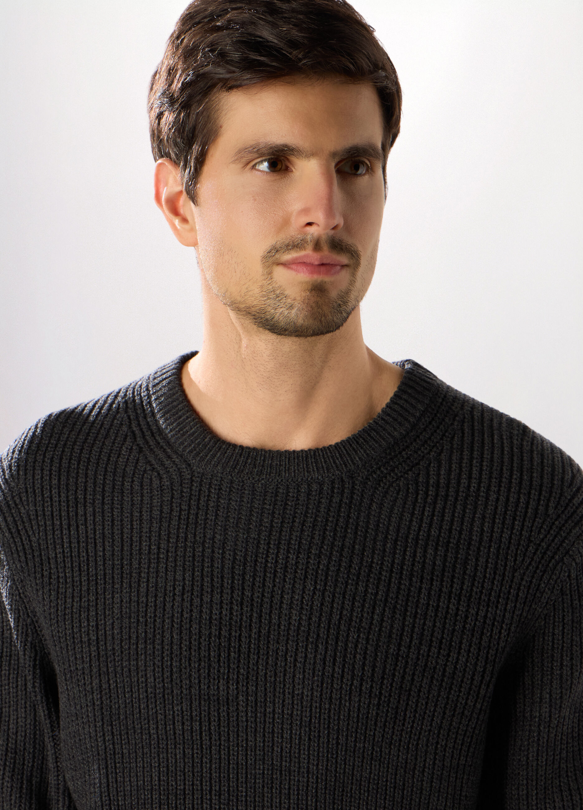 Maglione girocollo a costa inglese uomo_2