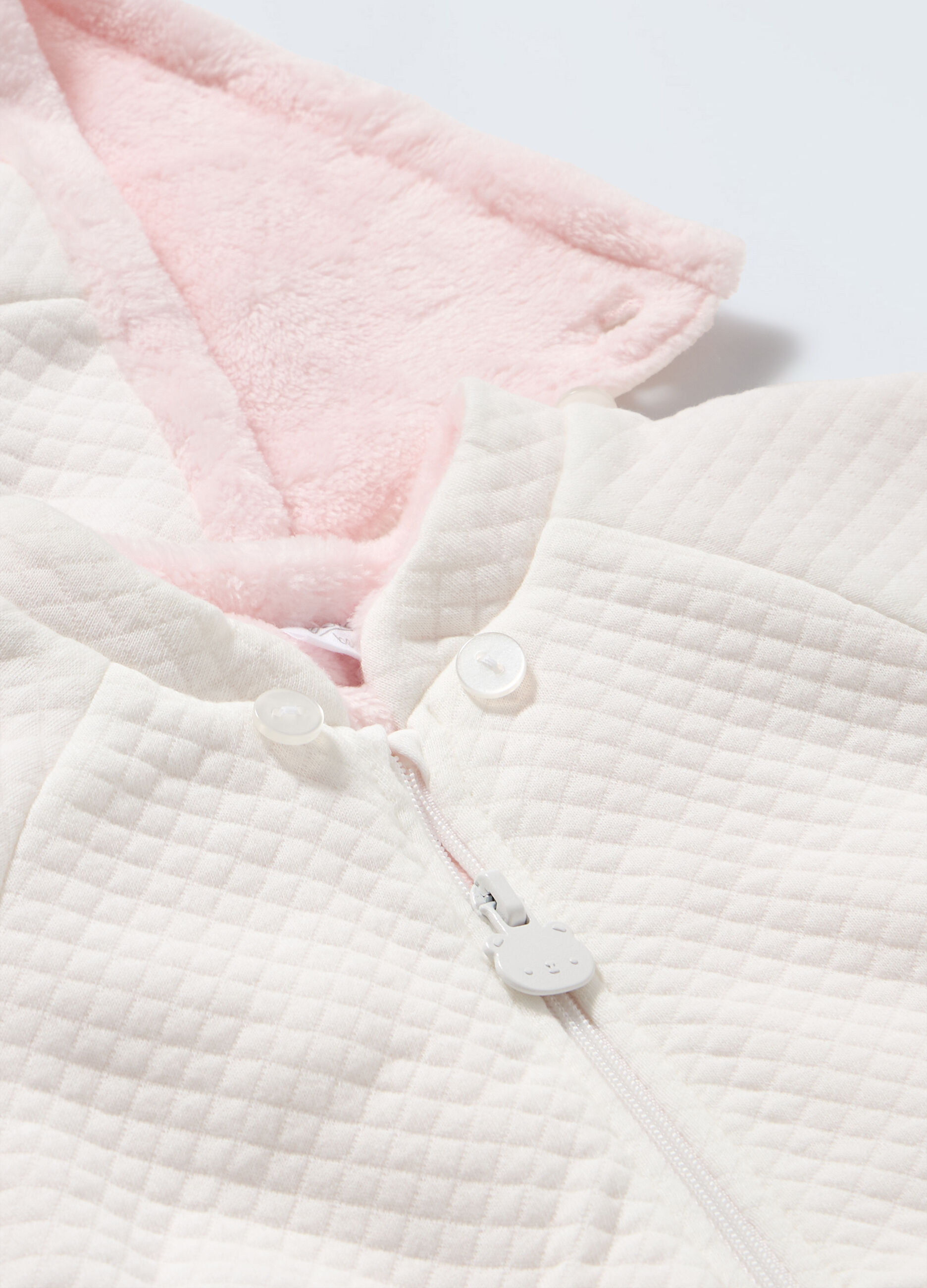 Giacca con cappuccio in misto cotone neonata_1