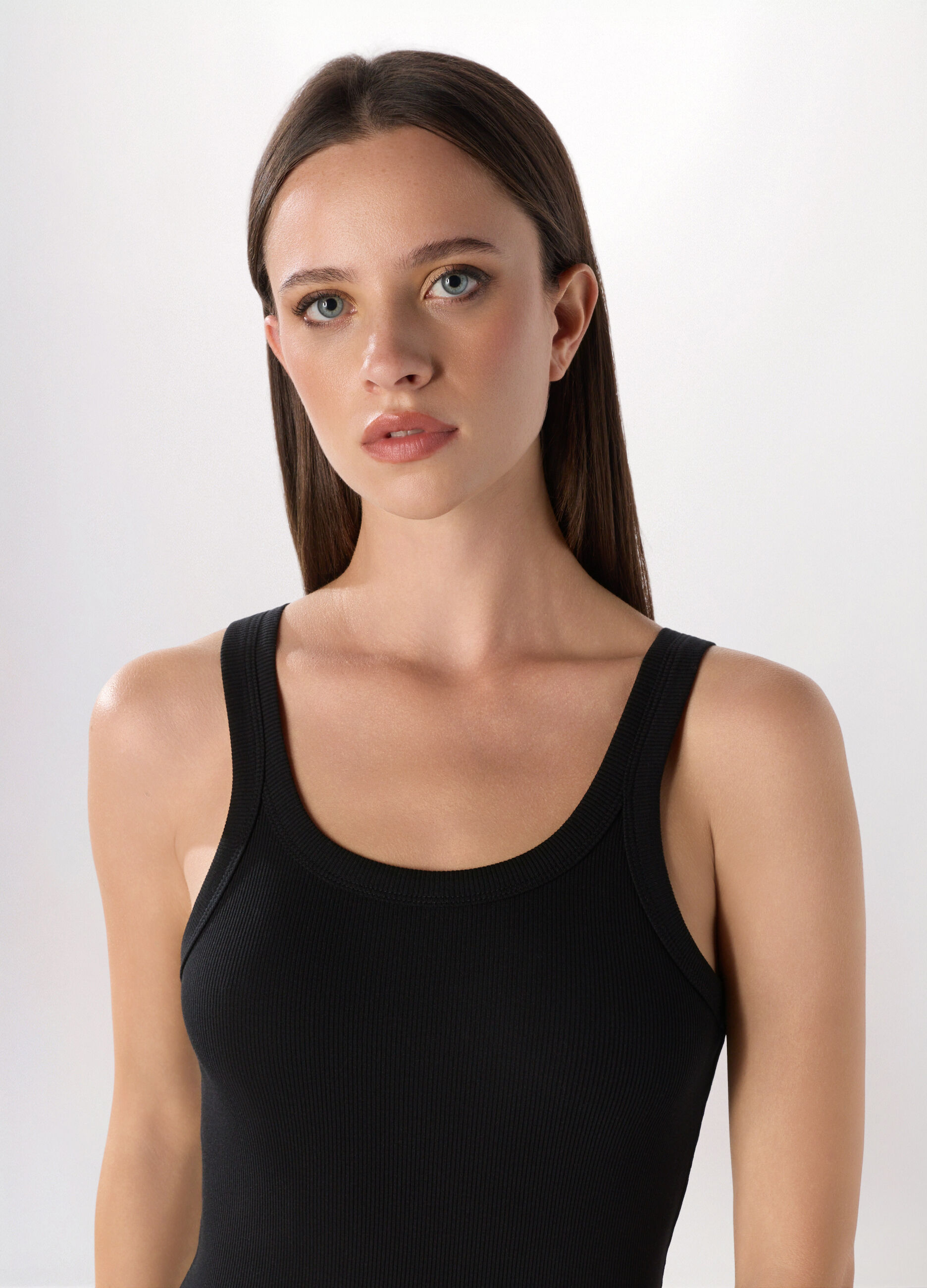 Canotta intima in cotone stretch a costine donna_2