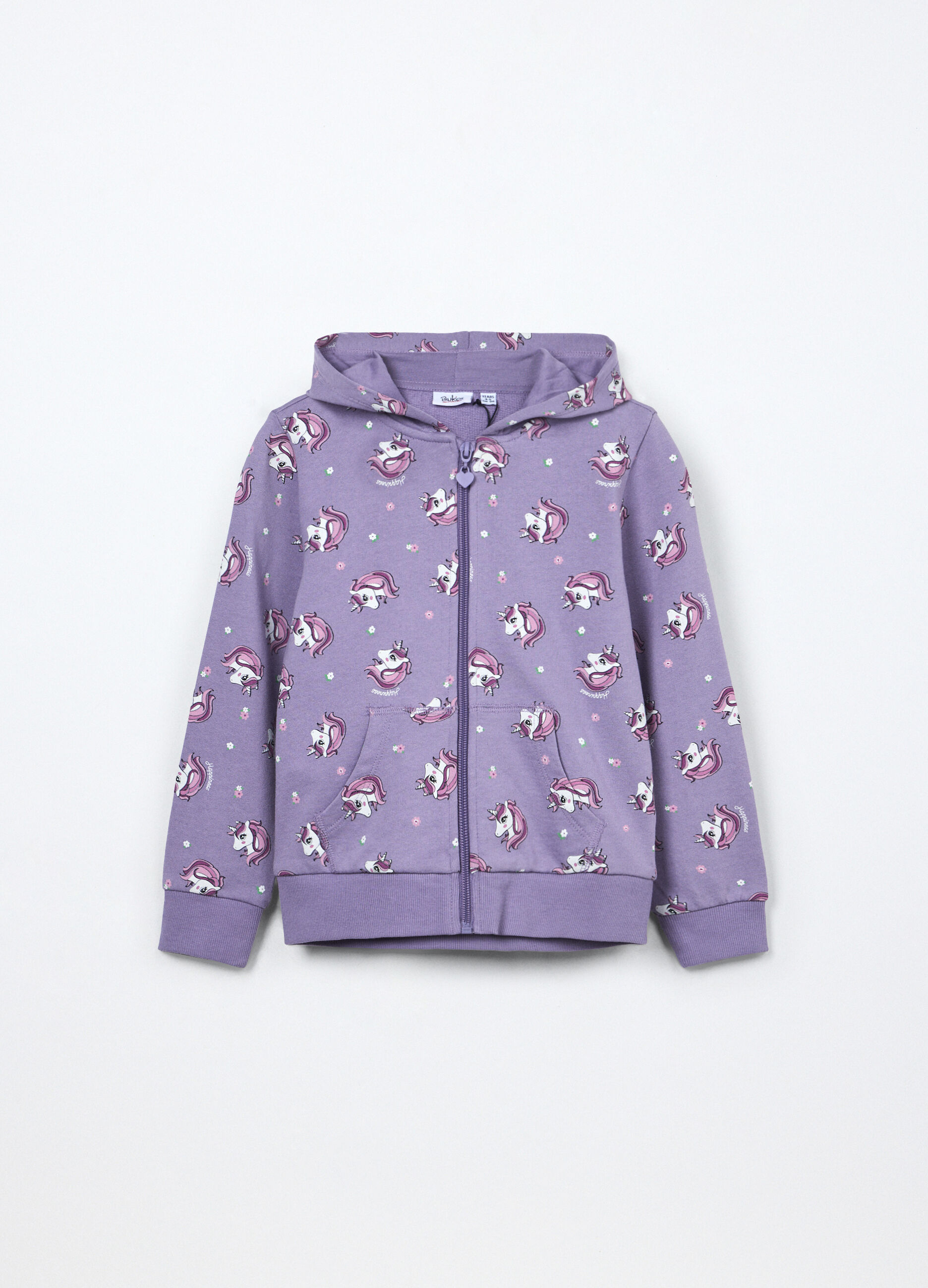 Felpa con cappuccio in puro cotone bambina_0