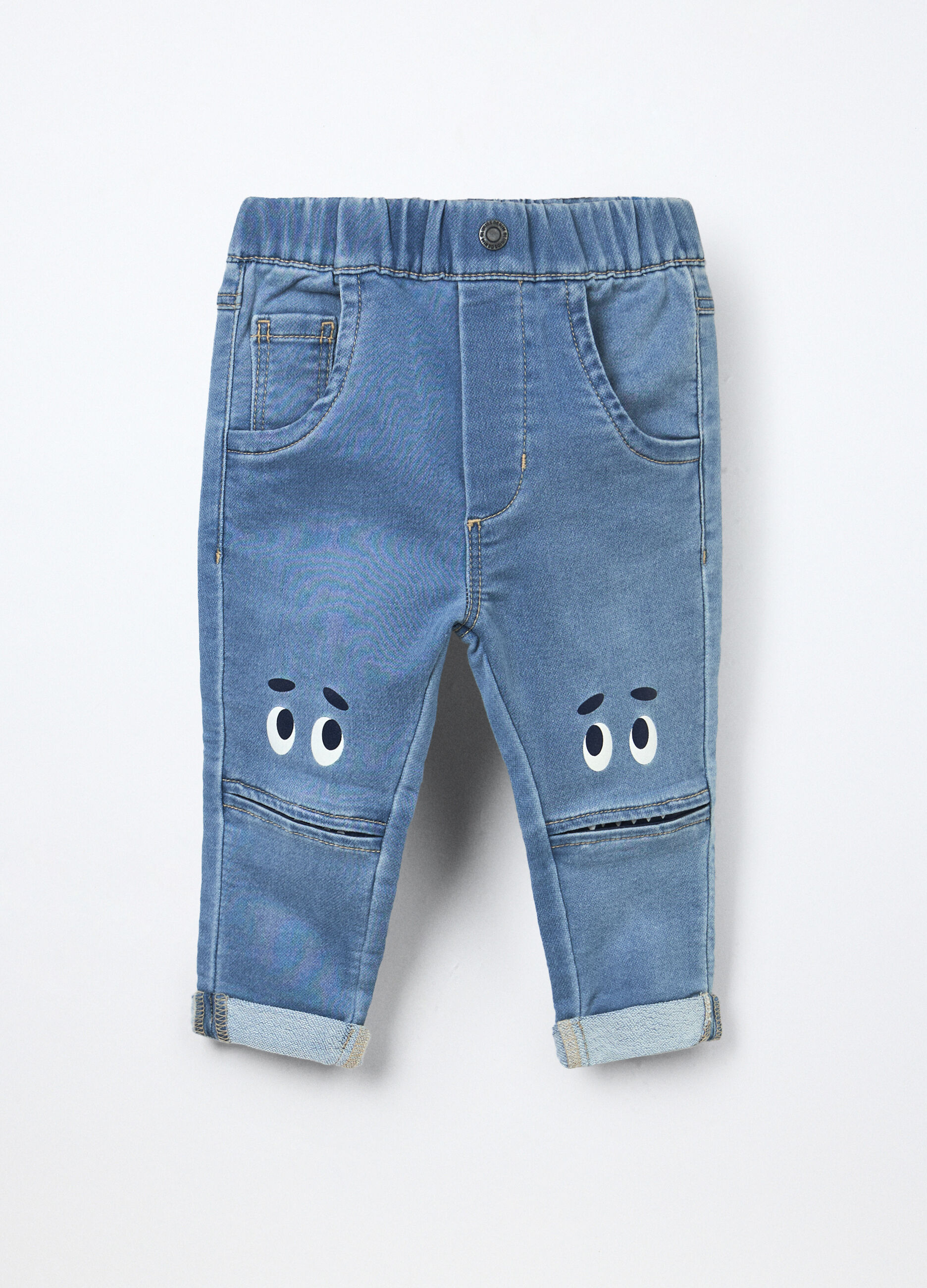 Pantaloni in denim misto cotone neonata_0