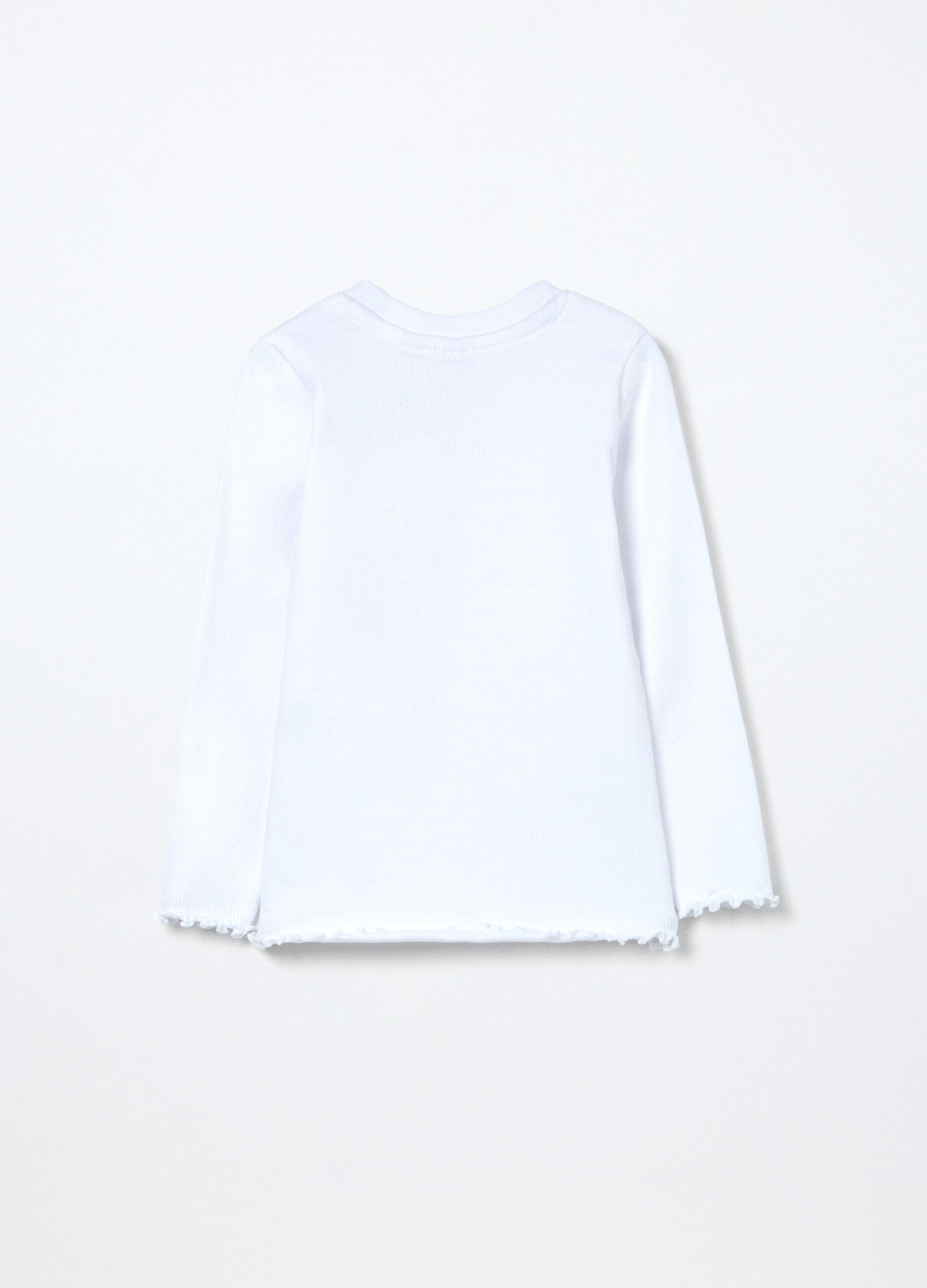 T-shirt in costina di cotone stretch neonata_1