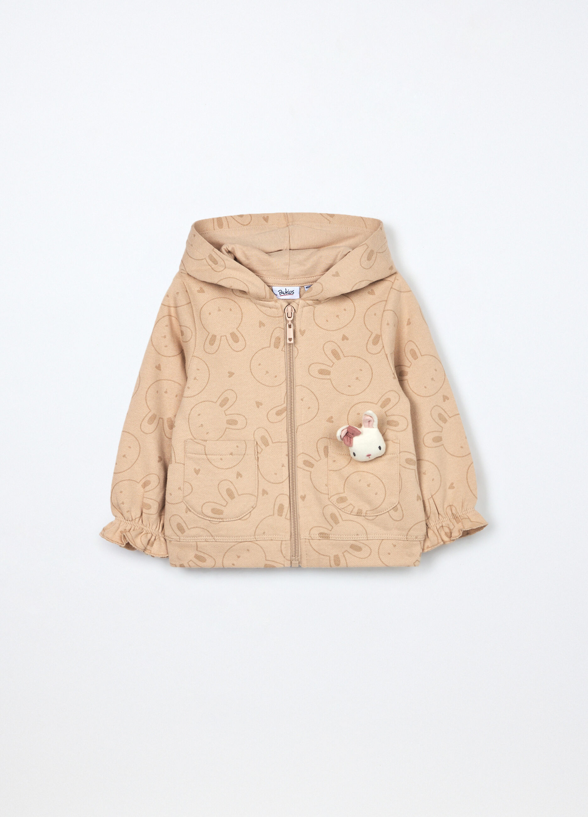 Felpa con cappuccio in puro cotone neonata_0