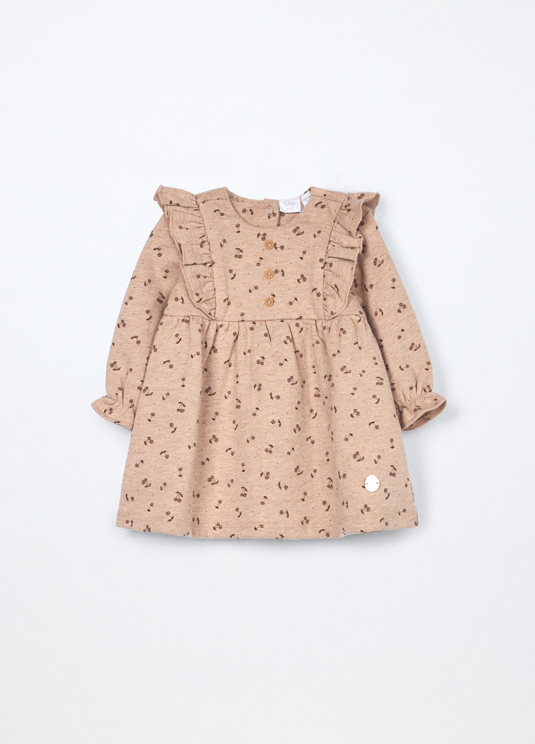 Vestito in misto cotone fleece neonata_0