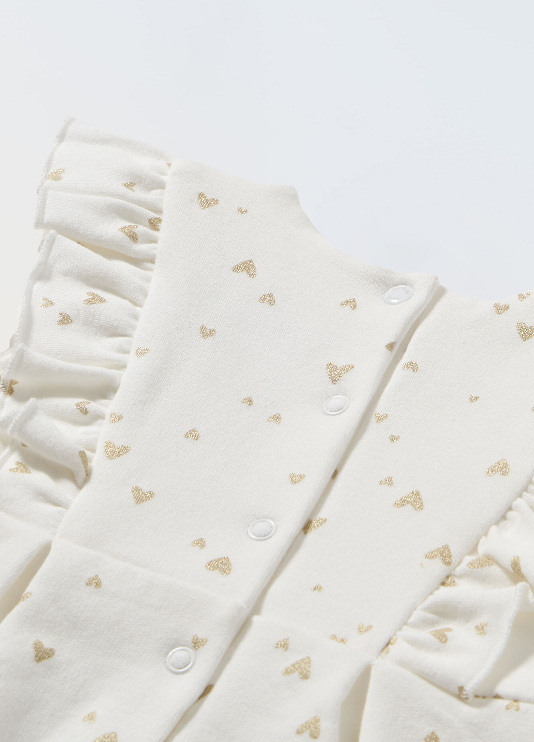 Vestito in cotone stretch con rouches neonata_1