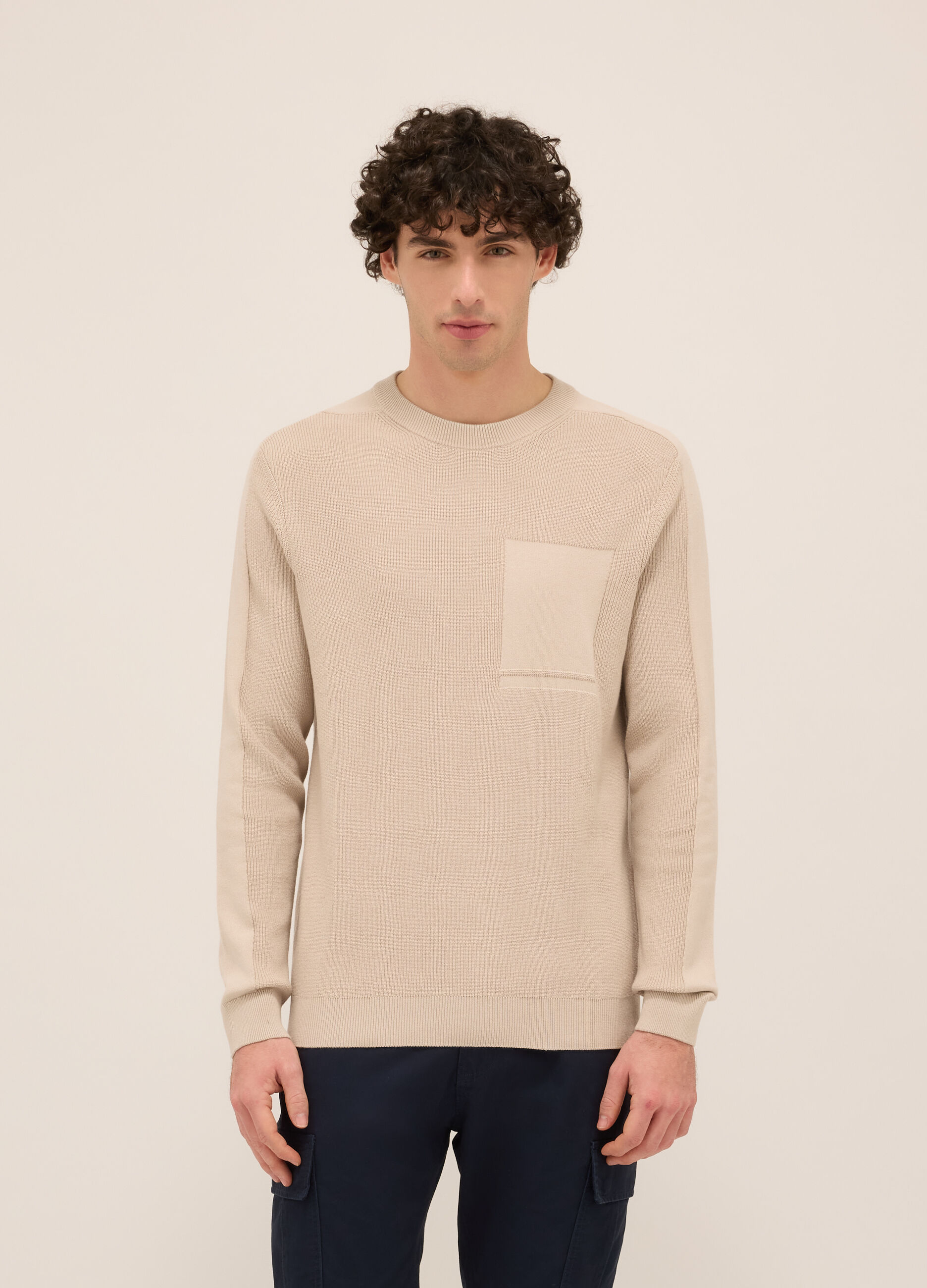 Maglione girocollo in puro cotone uomo_0