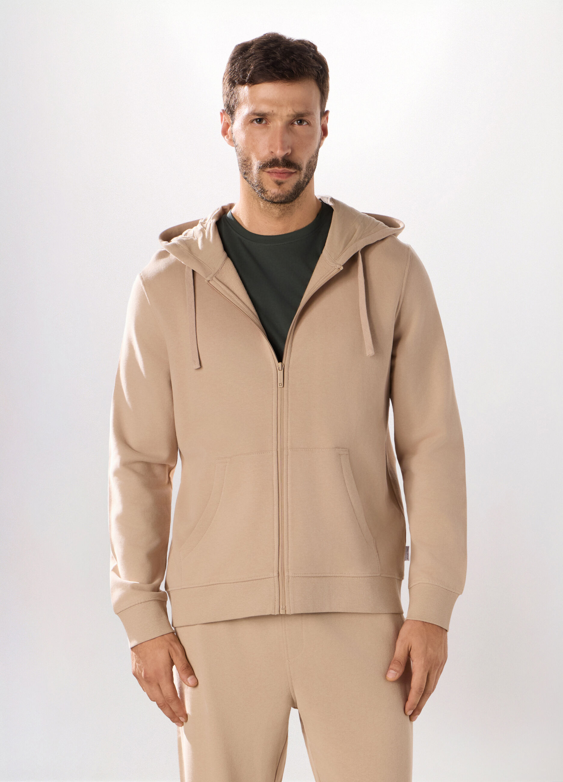 Felpa con cappuccio in puro cotone uomo_0