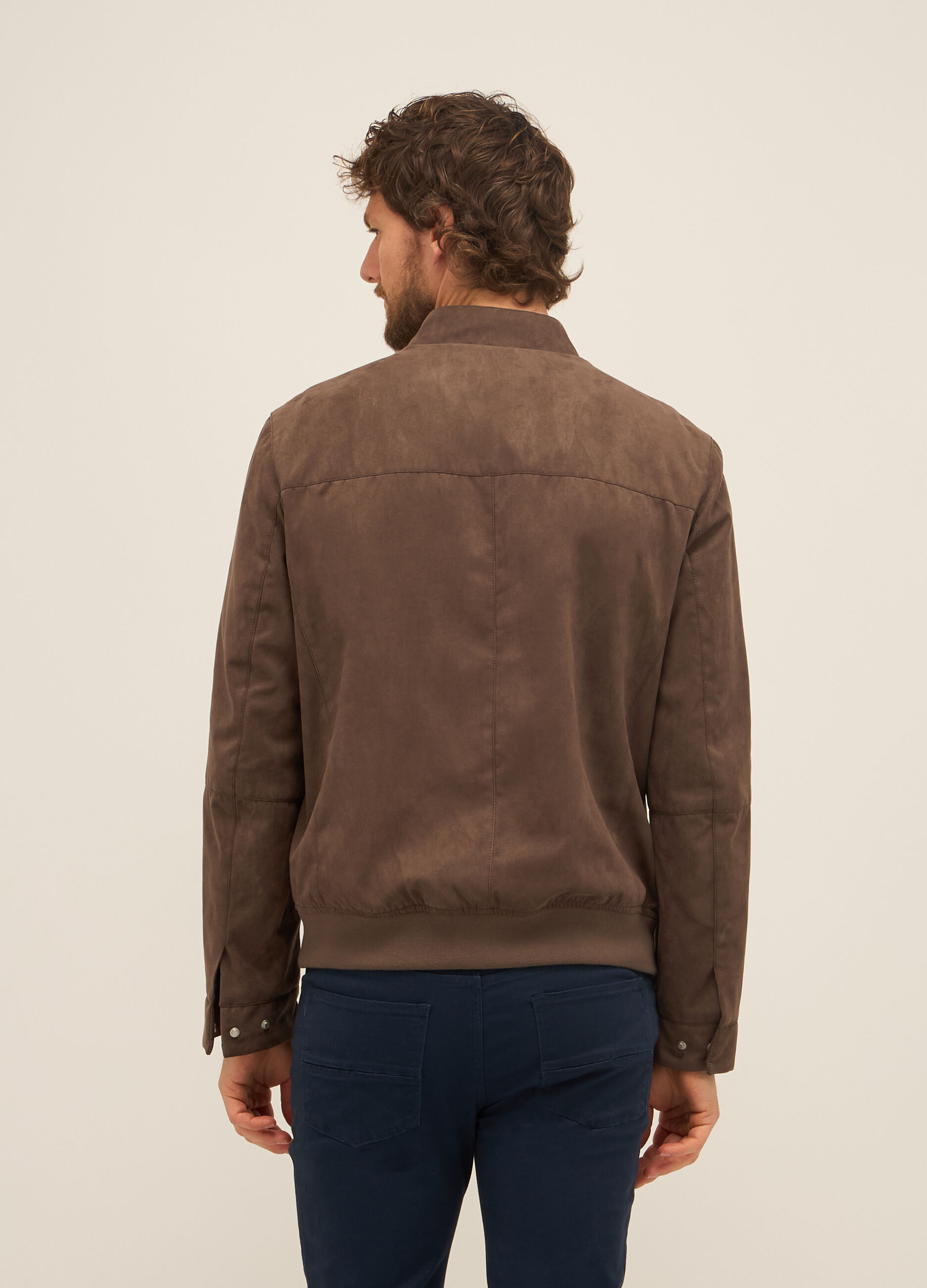 Giacca scamosciata in ECOpelle con zip uomo_1