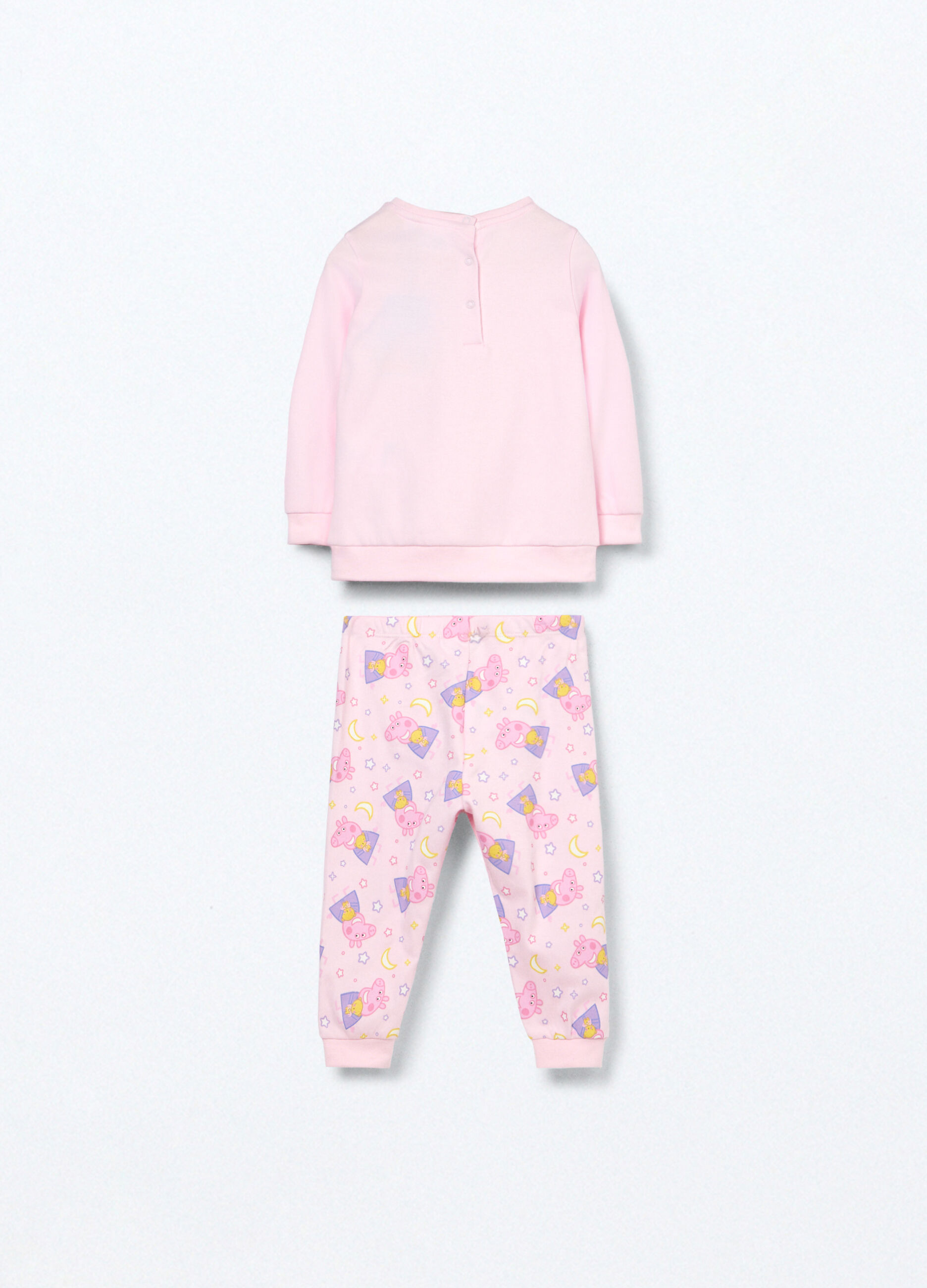 Set pigiama lungo Peppa Pig in interlock di puro cotone neonata_1