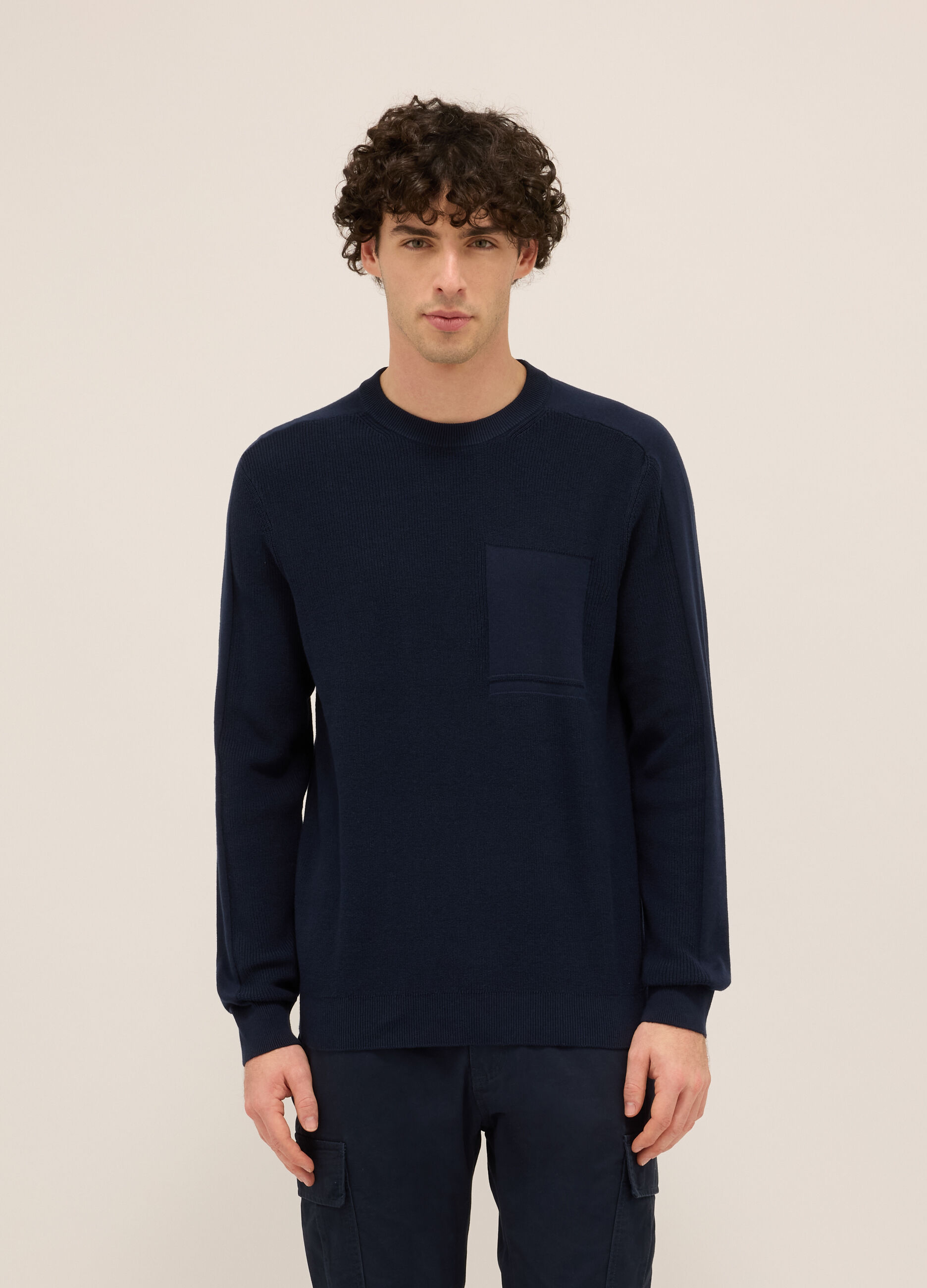 Maglione girocollo in puro cotone uomo_0