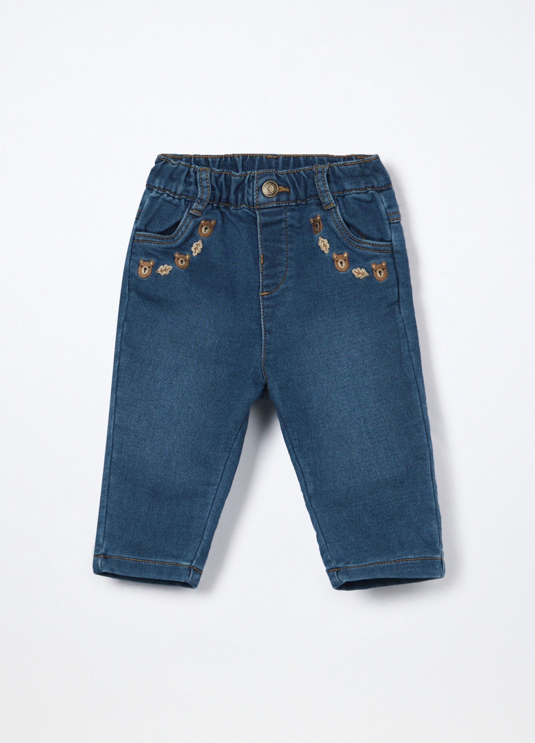 Pantaloni in french terry denim neonato_0