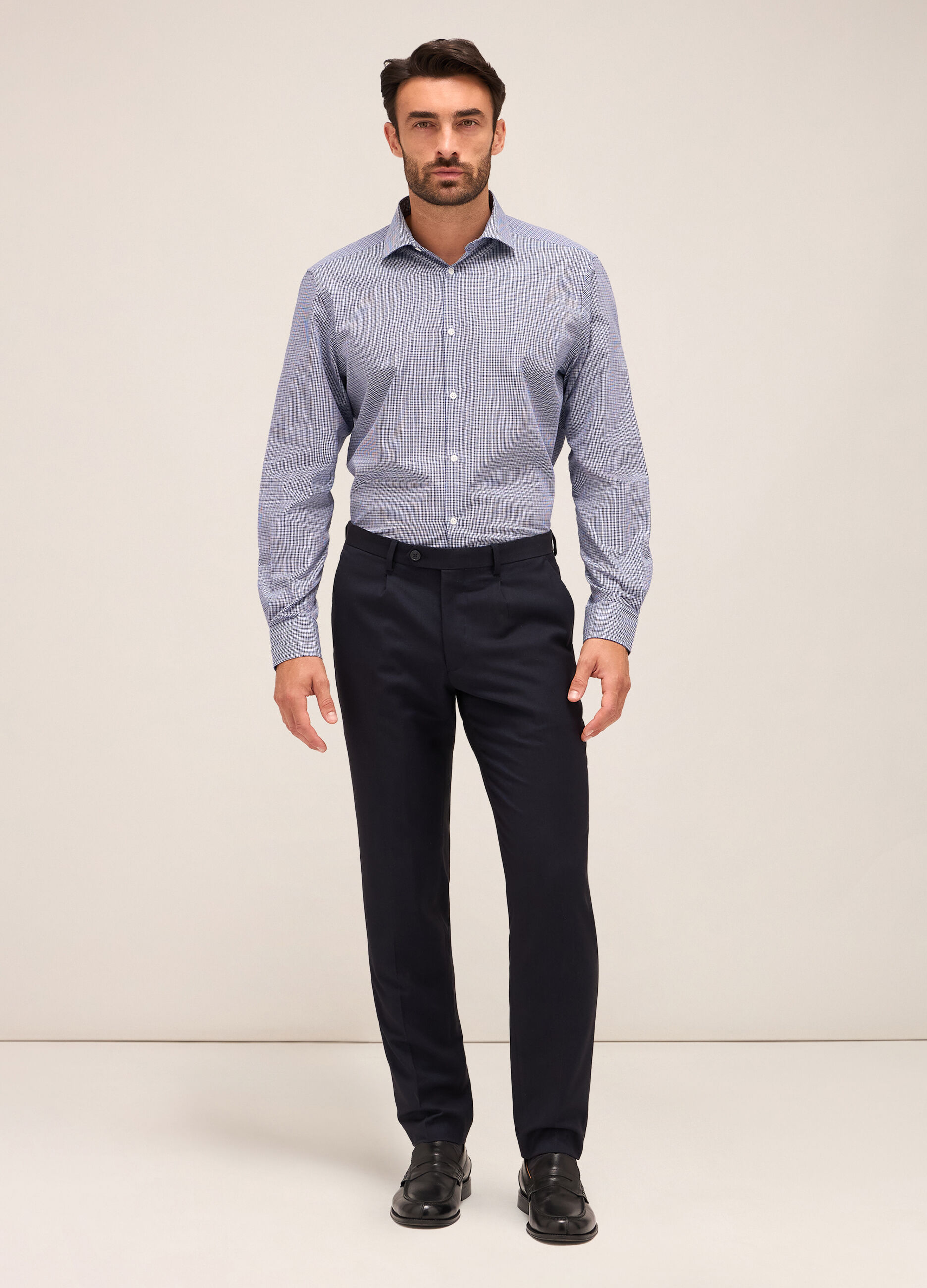 Pantalone slim fit in tessuto stretch uomo_0
