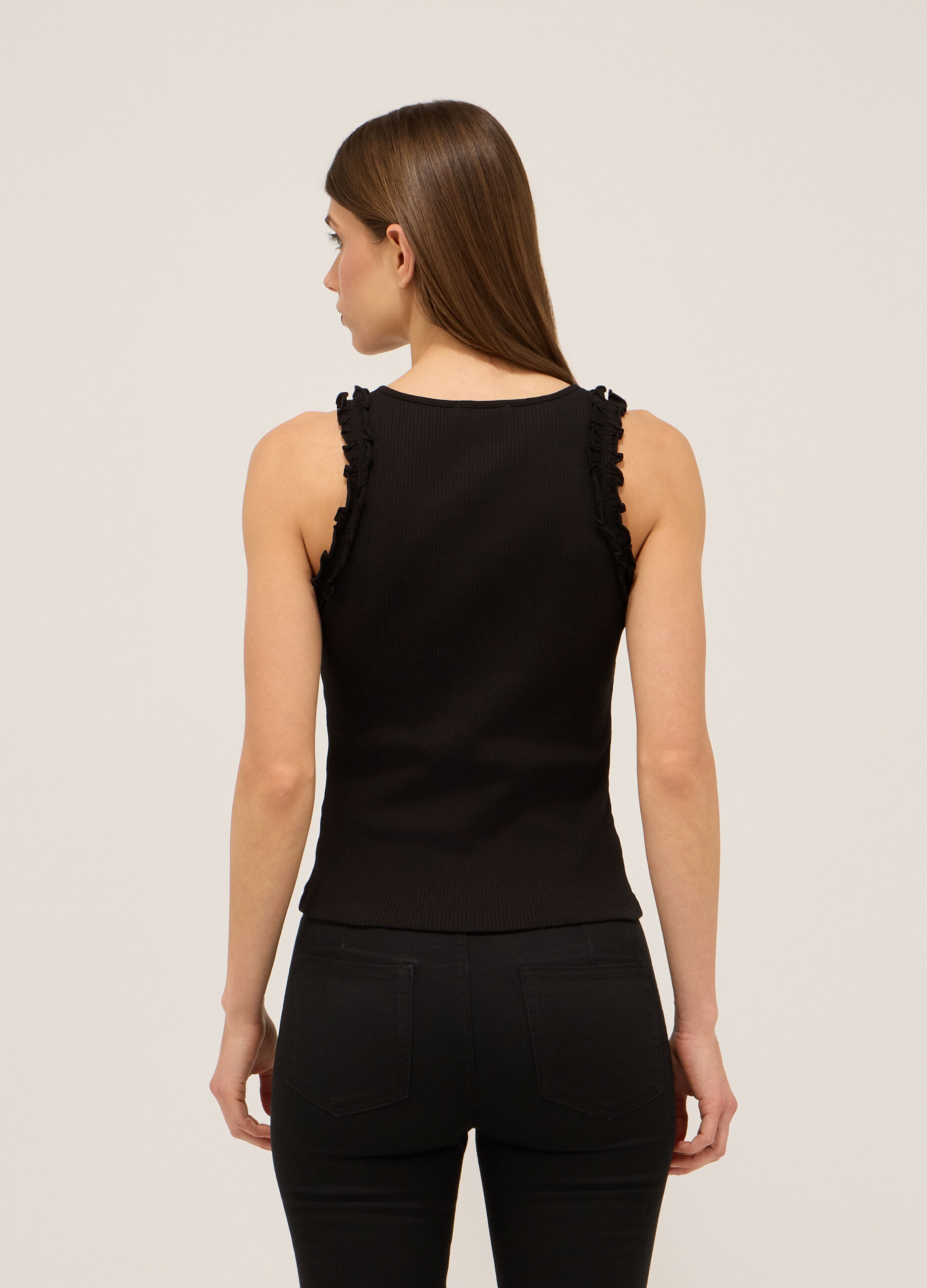 Top in costina di puro cotone donna_1