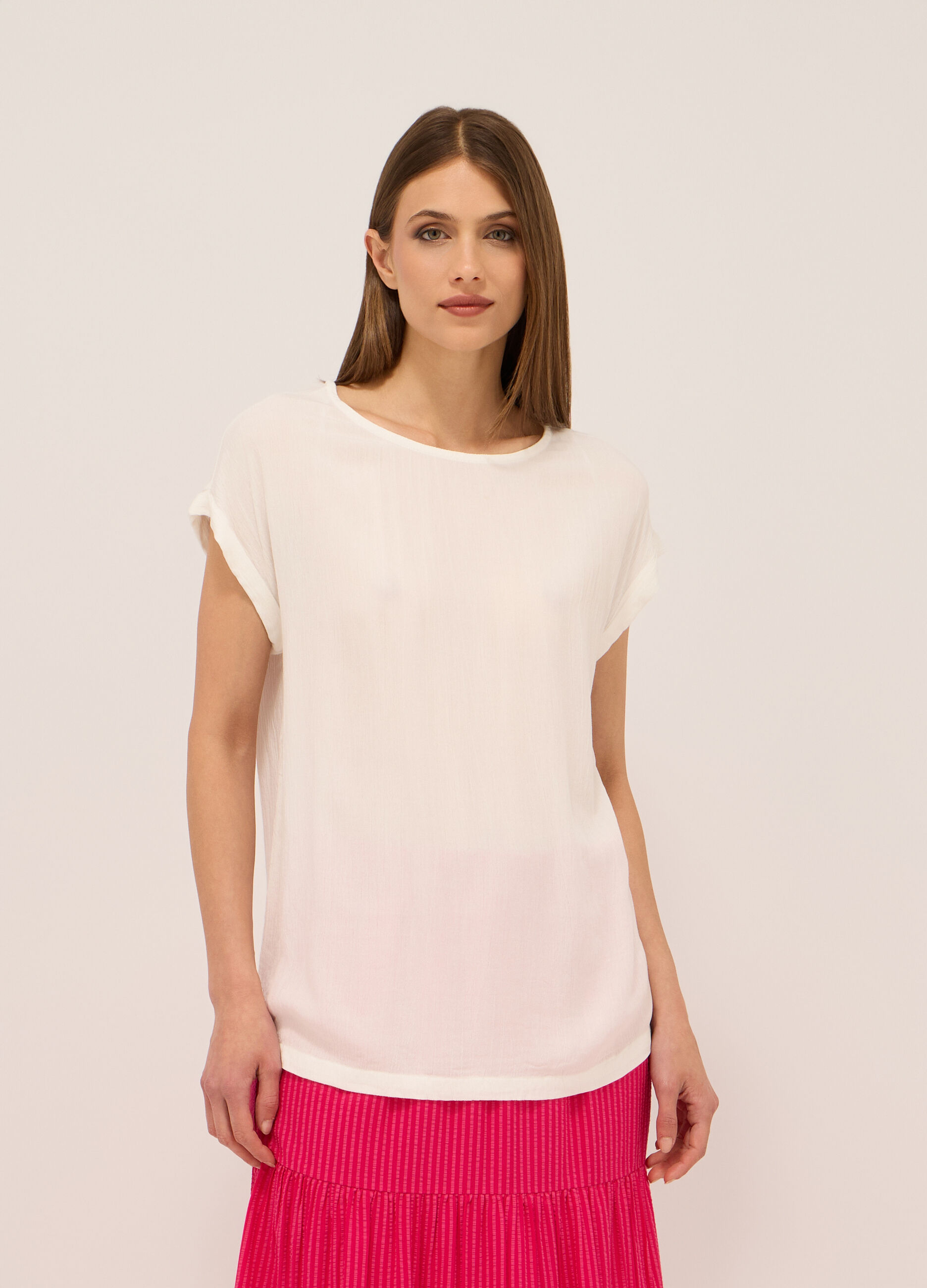 Blusa in pura viscosa crêpe donna_0