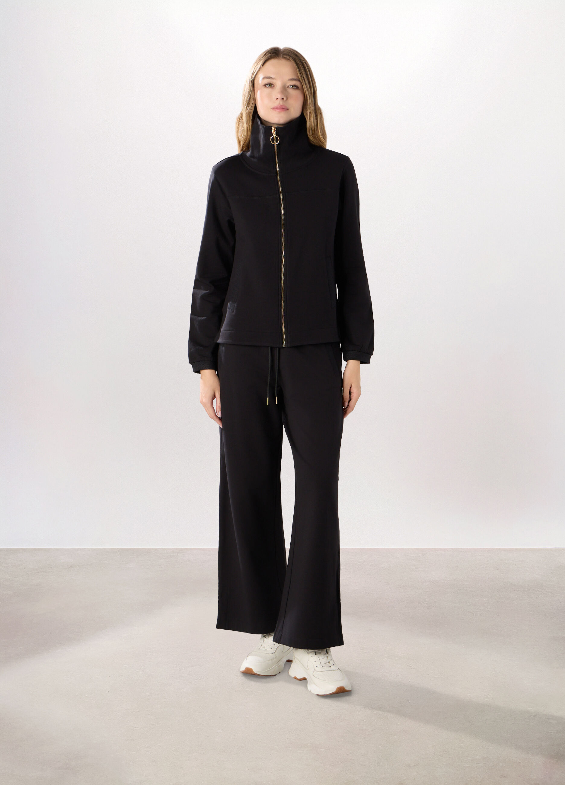 Jogger flare fit in cotone fleece stretch donna_0