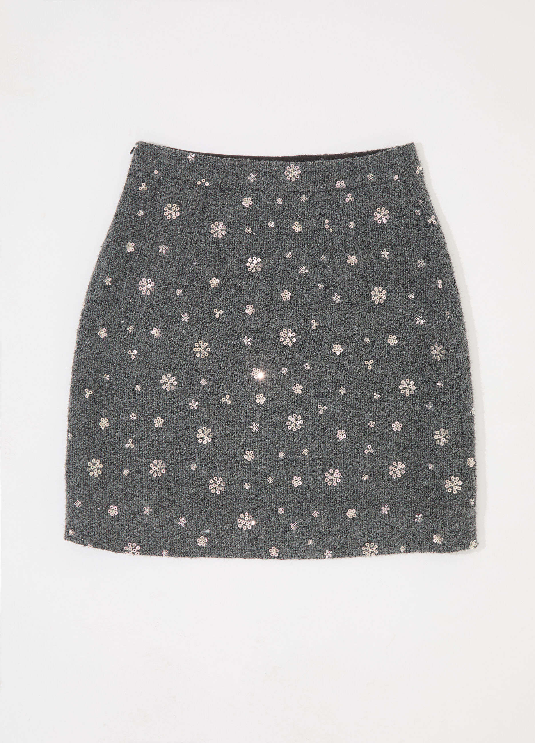 Gonna corta in bouclé di misto lana donna_4