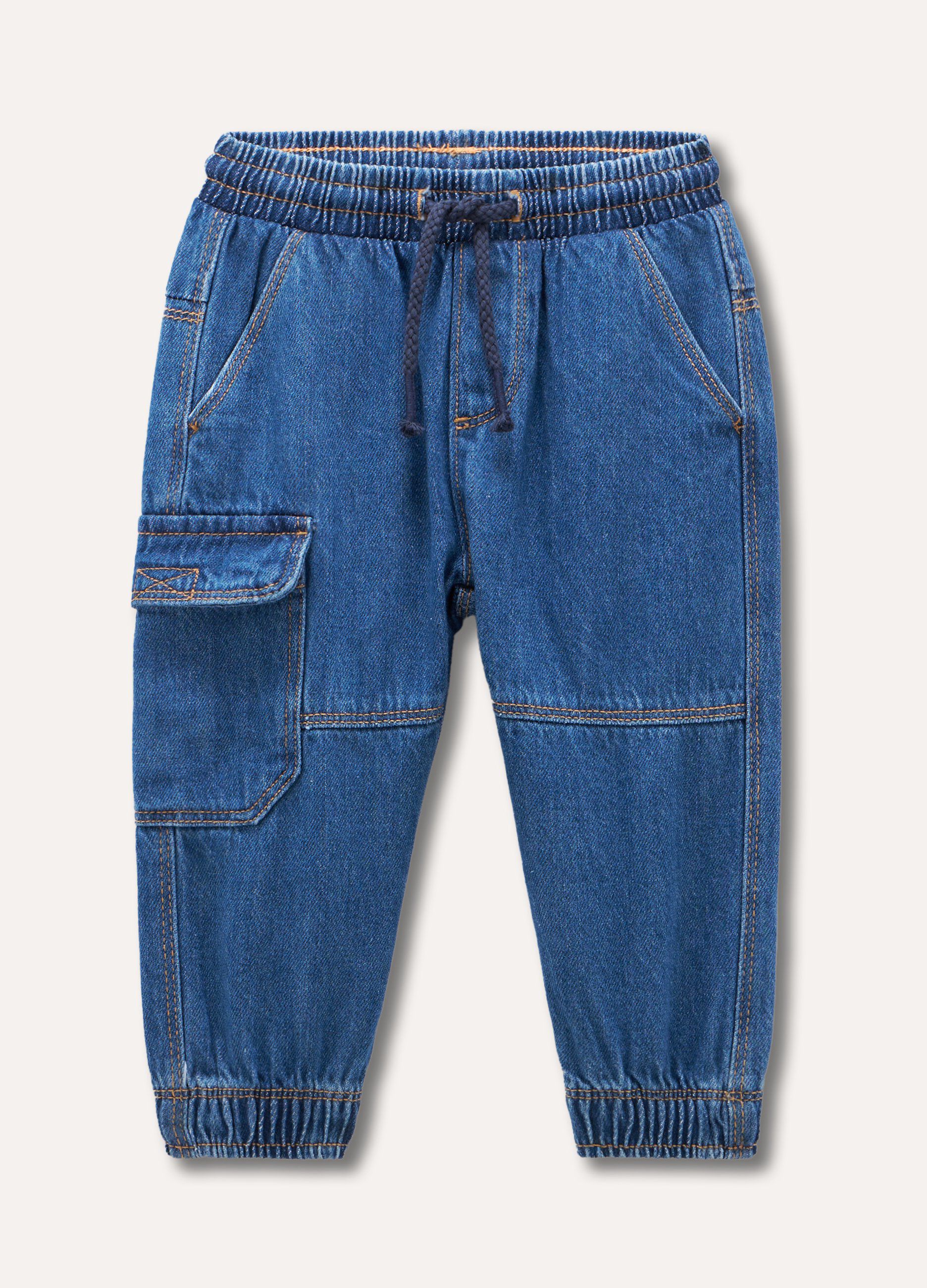 Jogger in denim neonato_0