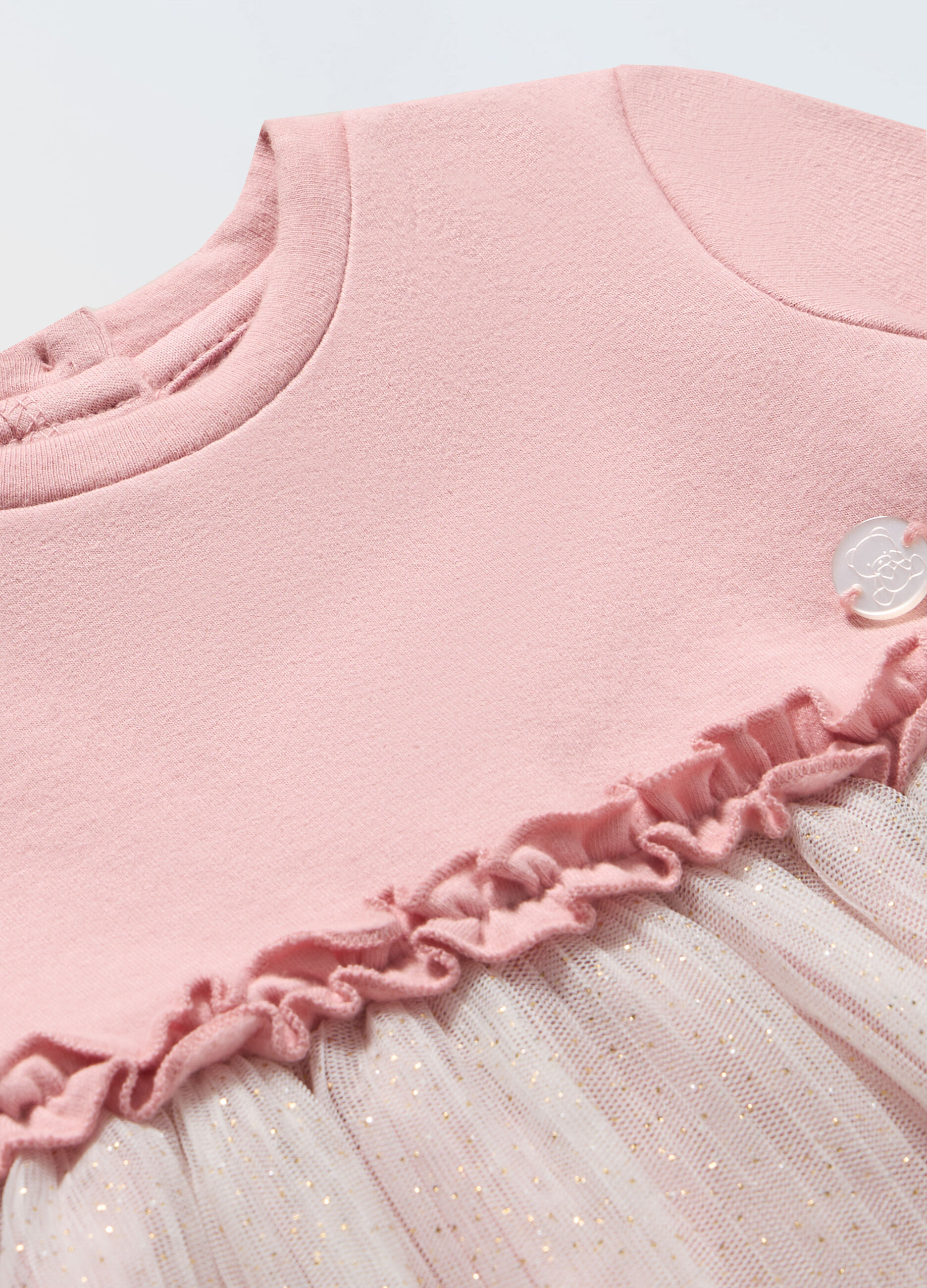 Vestito in cotone fleece stretch neonata_1