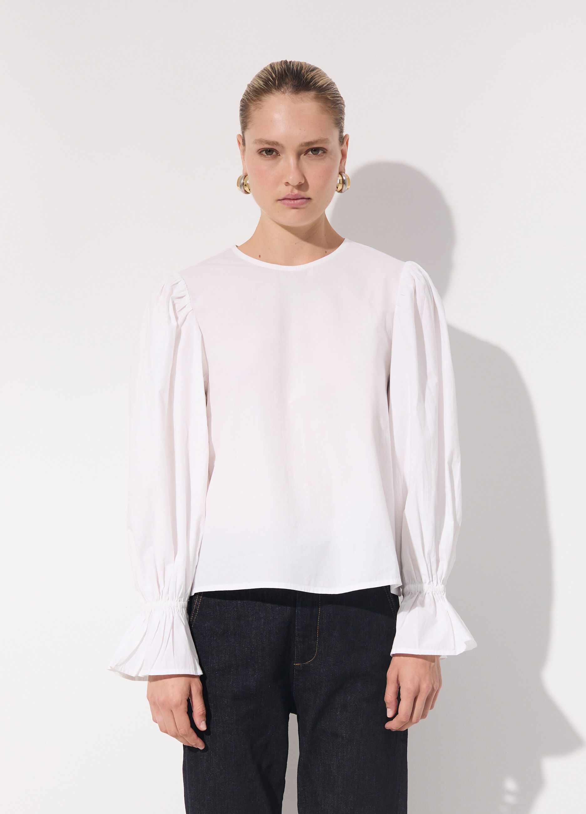Blusa in popeline di puro cotone donna_1