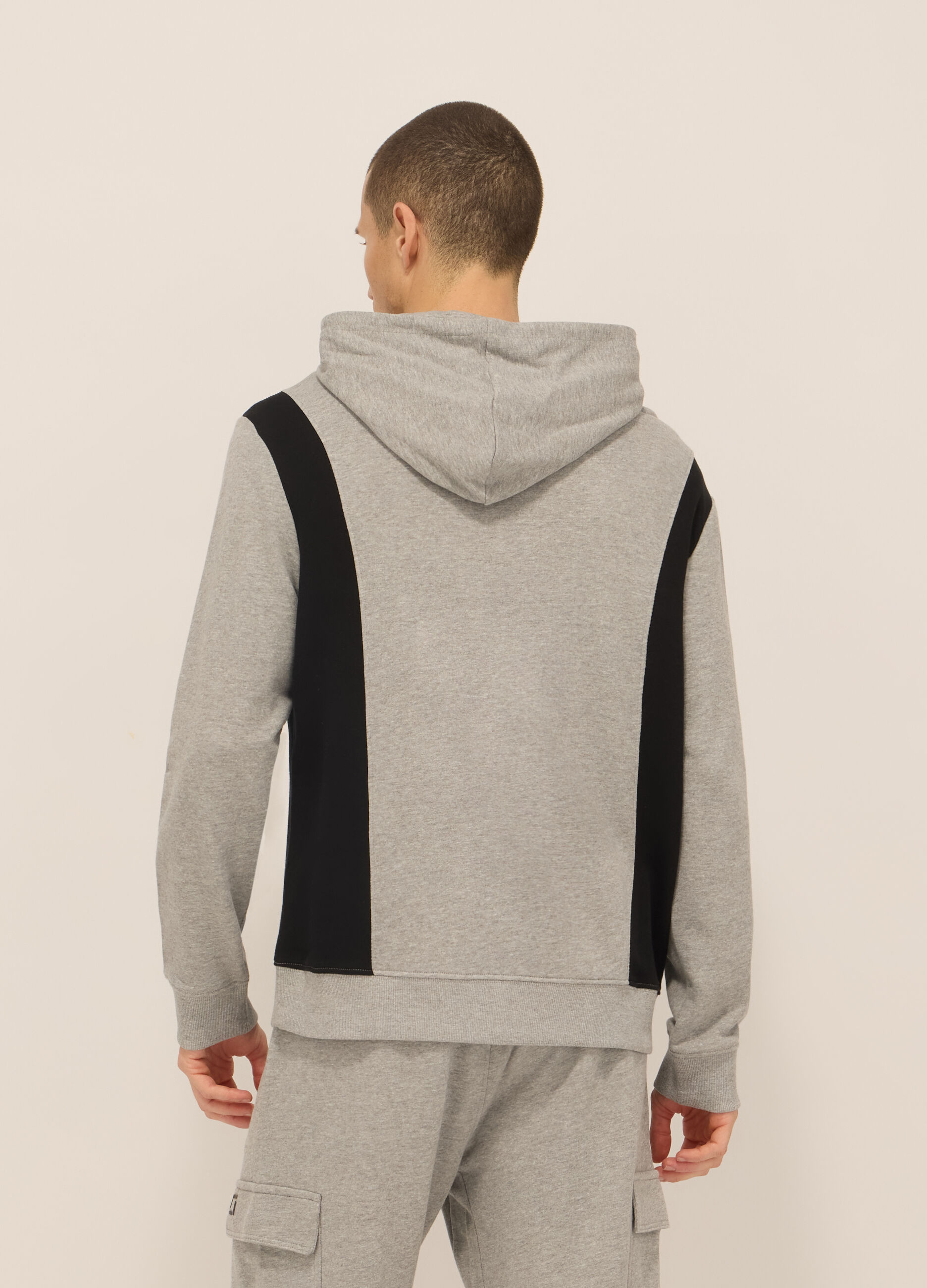 Felpa sportiva con cappuccio in misto cotone con stampa uomo_1