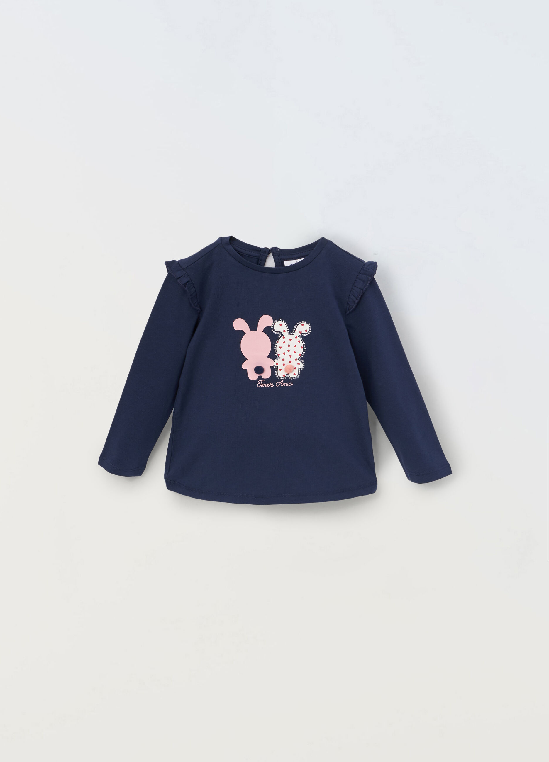 T-shirt a maniche lunghe in cotone stretch neonata_0