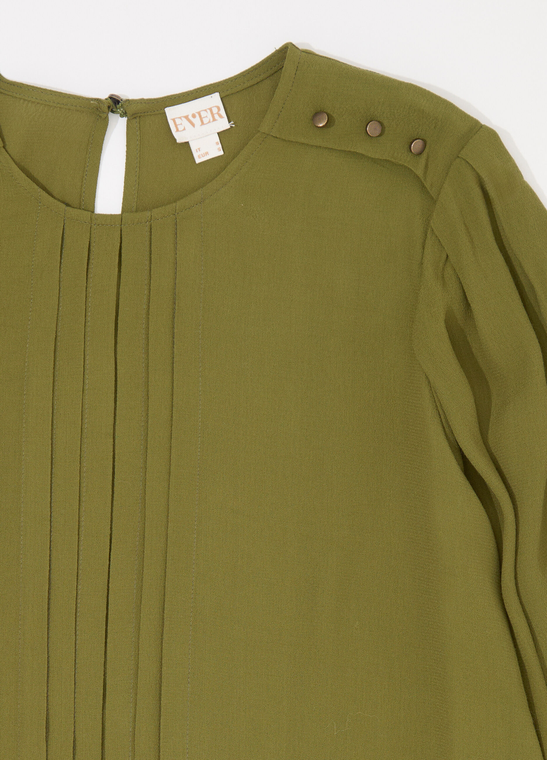 Blusa a pieghe con maniche a sbuffo donna_6