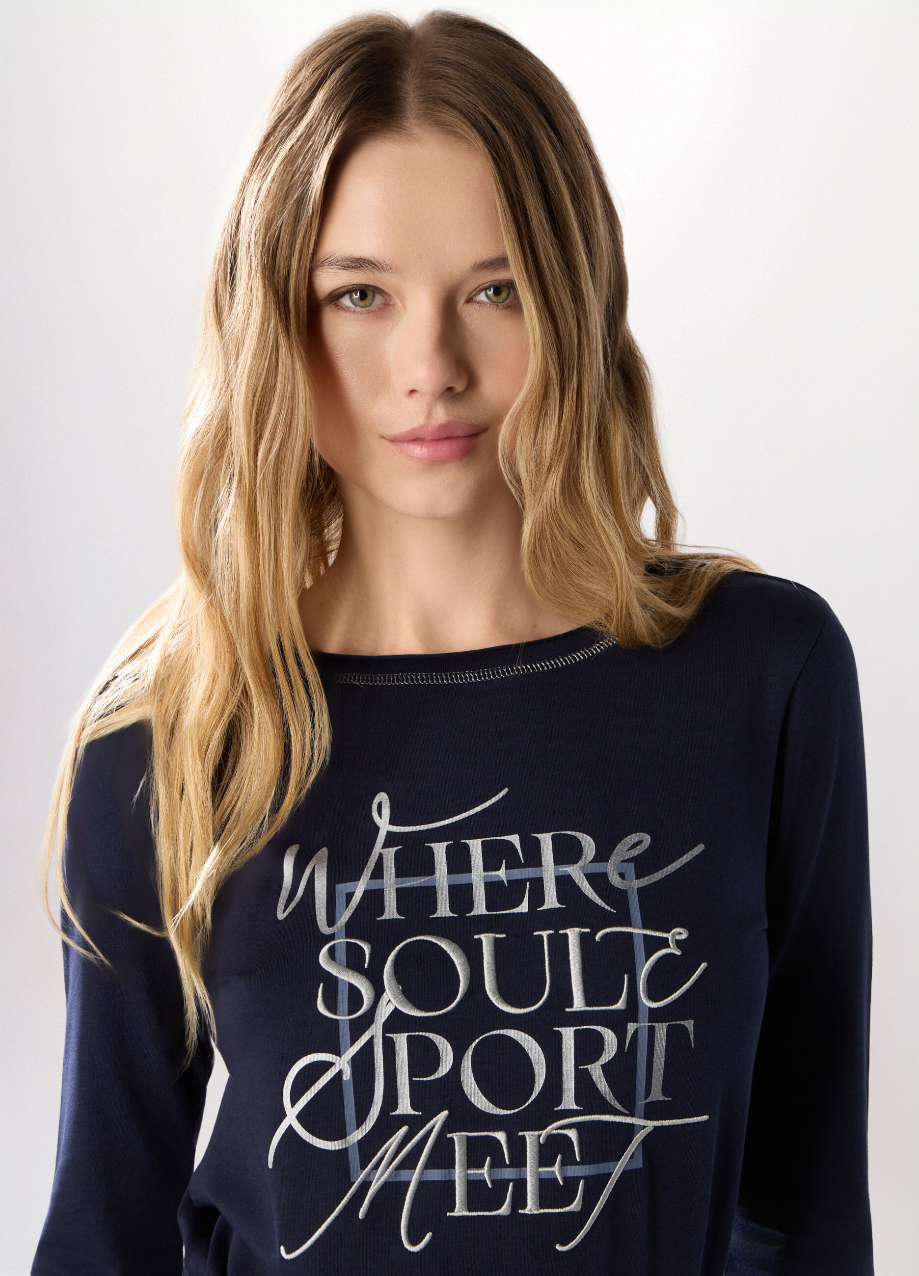 T-shirt a maniche lunghe in cotone stretch Holistic fitness donna_2