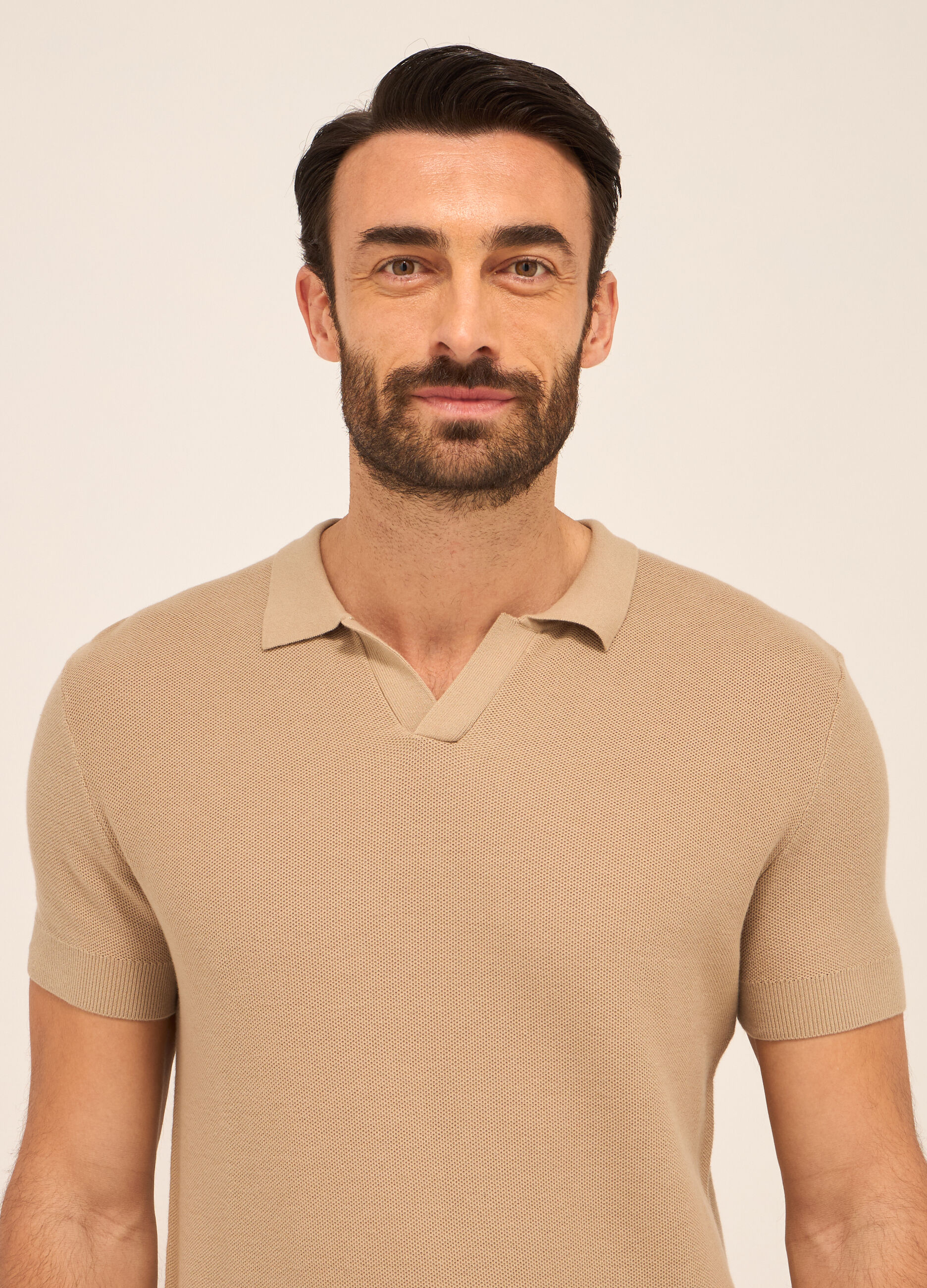 Polo a maglia nido d'ape in puro cotone uomo_2