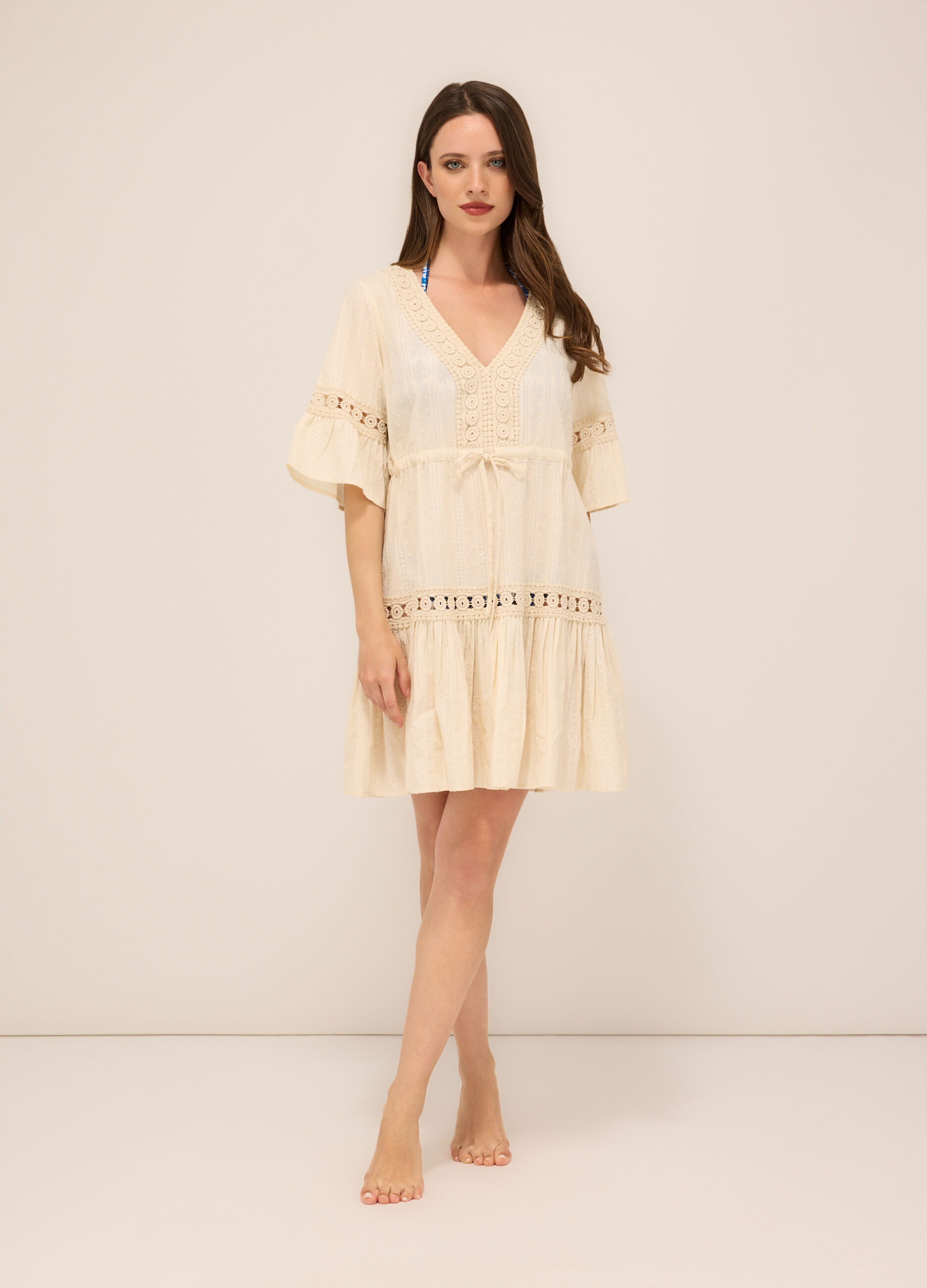 Copricostume in cotone con filo lurex donna_0