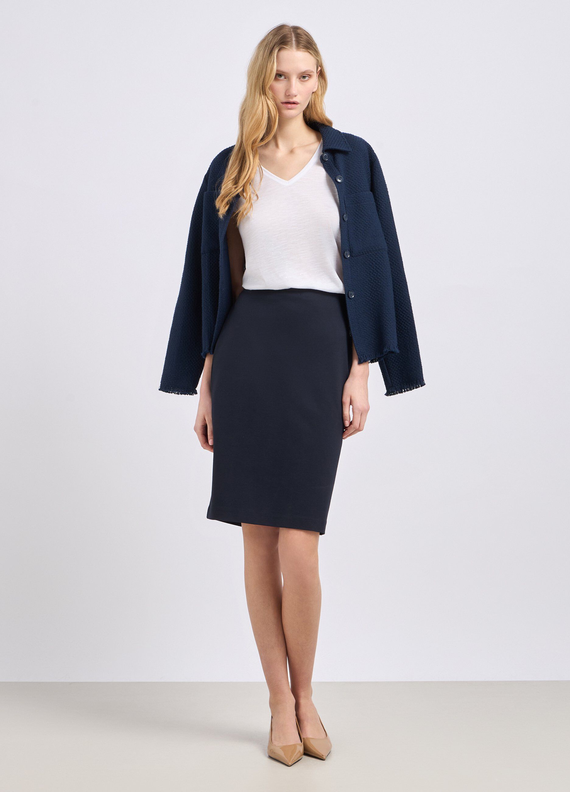 Gonna in misto viscosa stretch donna_0
