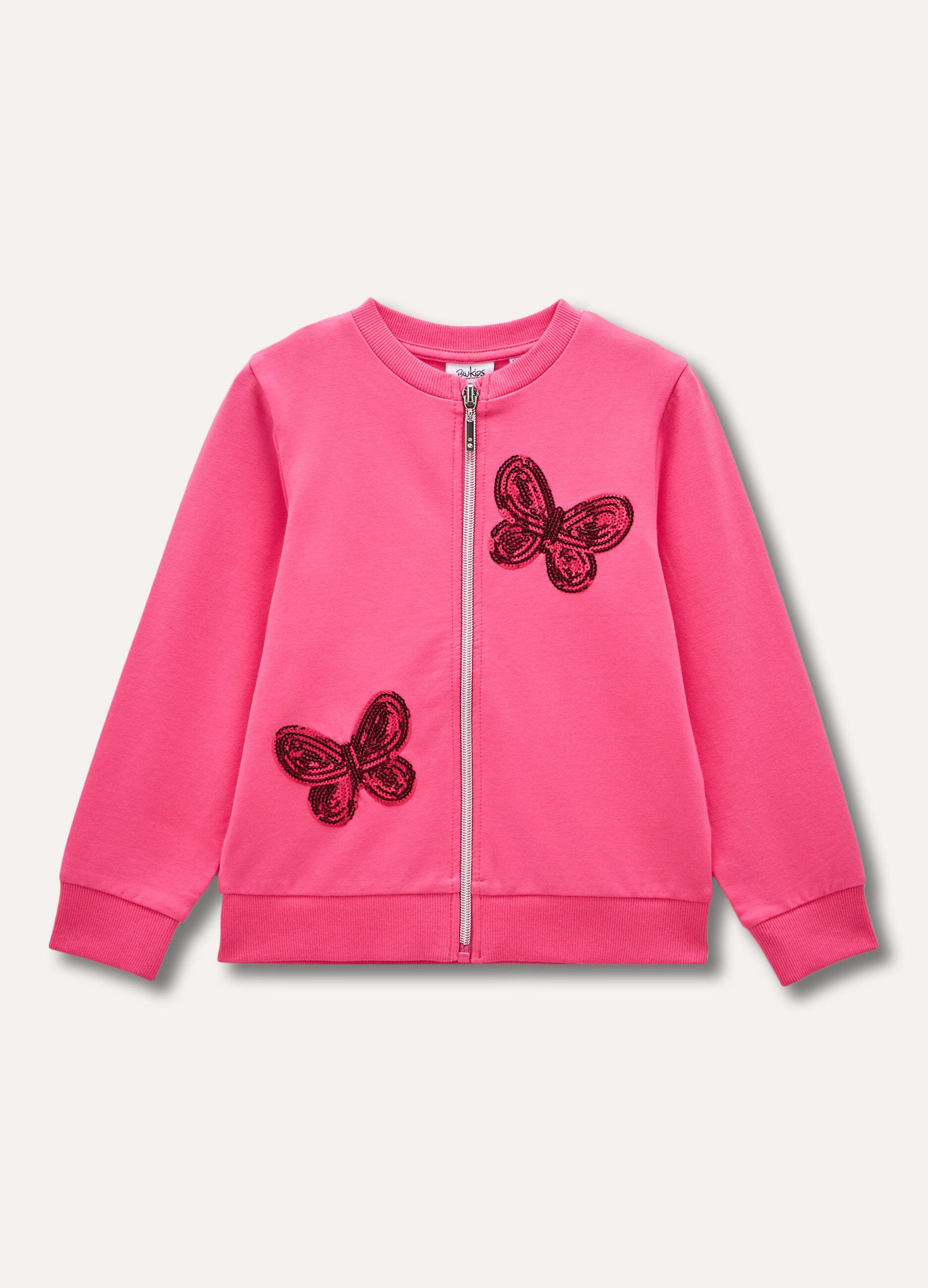 Felpa full zip in cotone stretch bambina_0