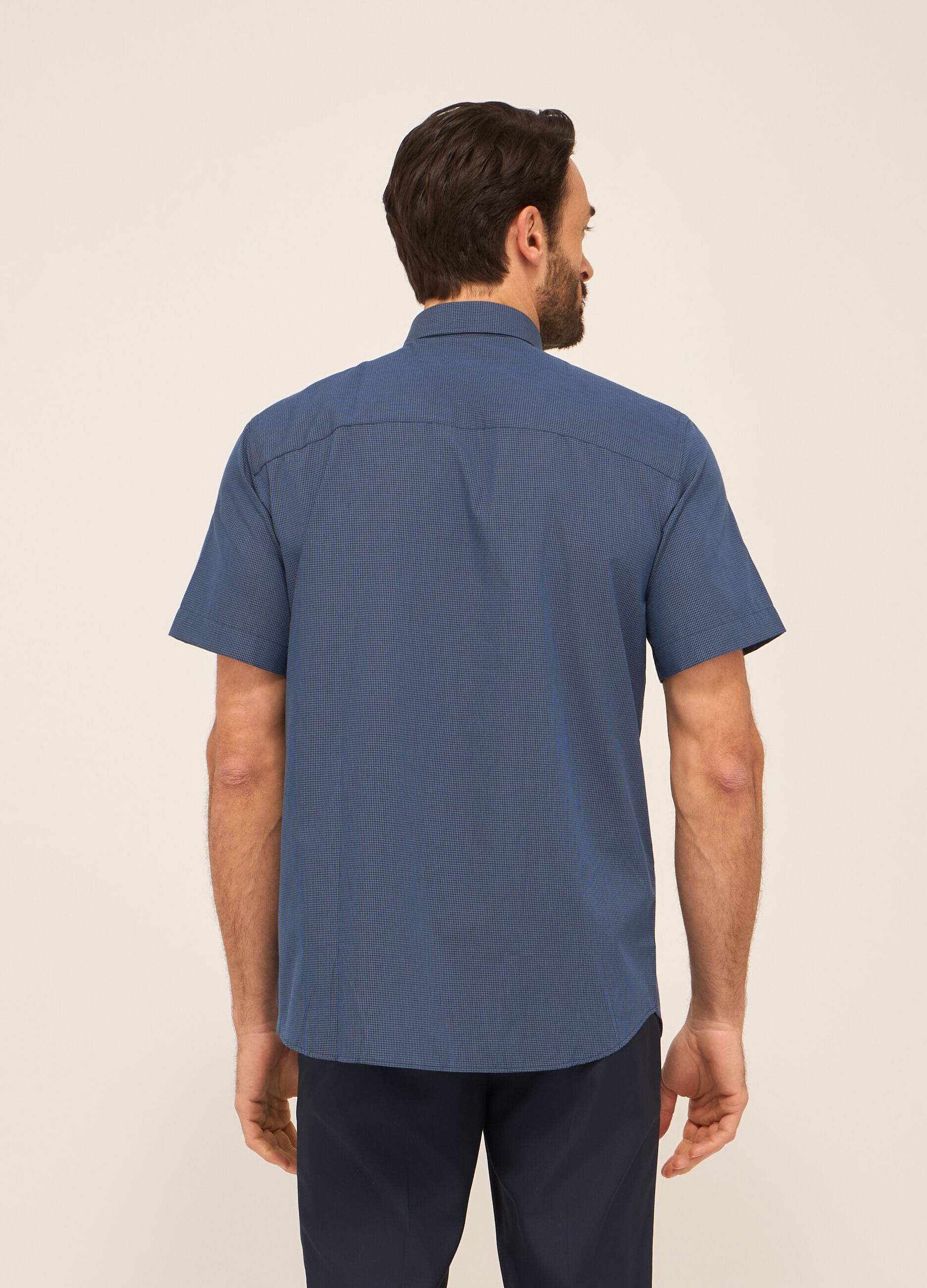 Camicia a maniche corte a quadretti uomo_1
