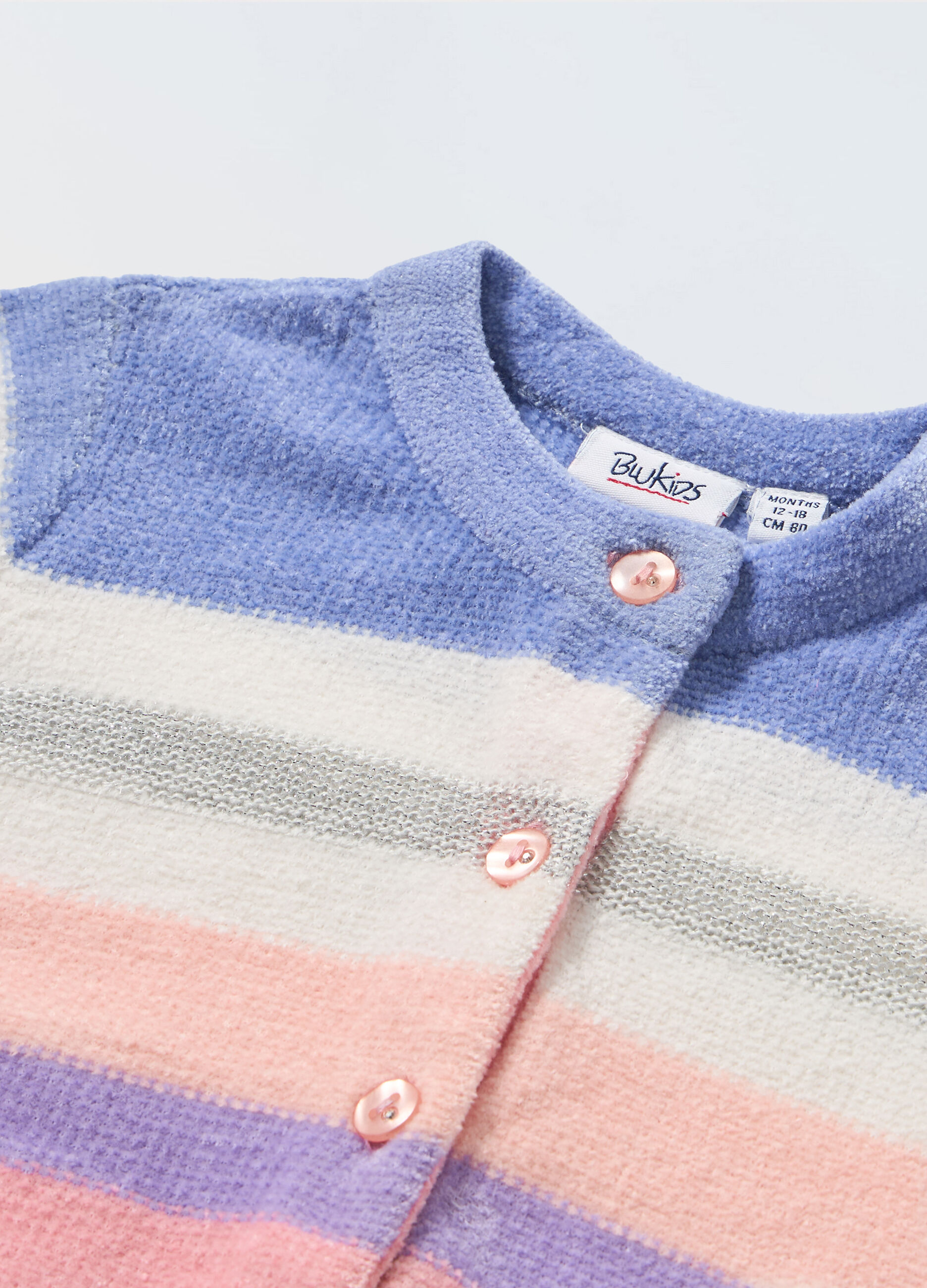 Cardigan tricot a righe multicolor neonata_1