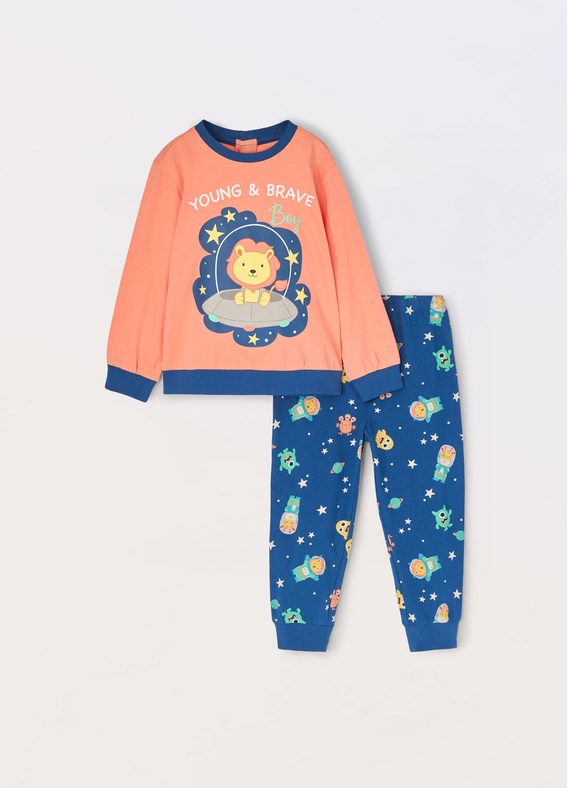 Set pigiama lungo in puro cotone neonato_0