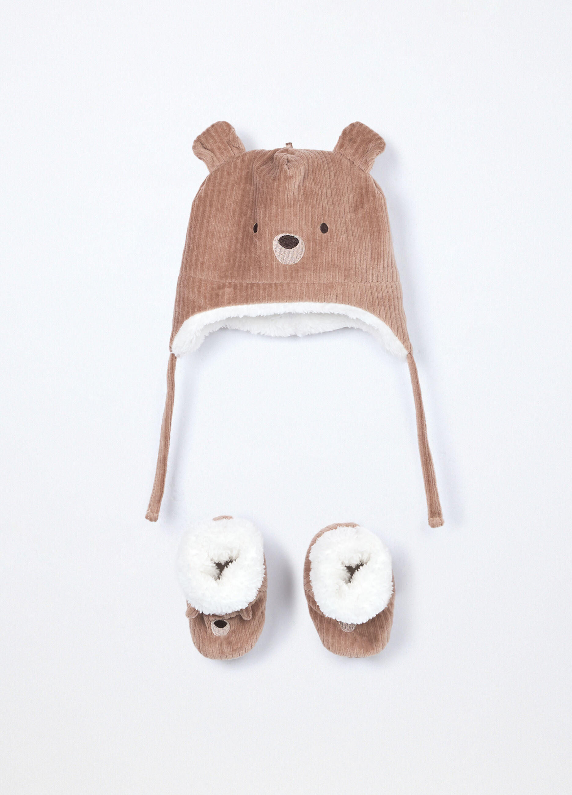 Set berretto + scarpine in puro cotone velour _0