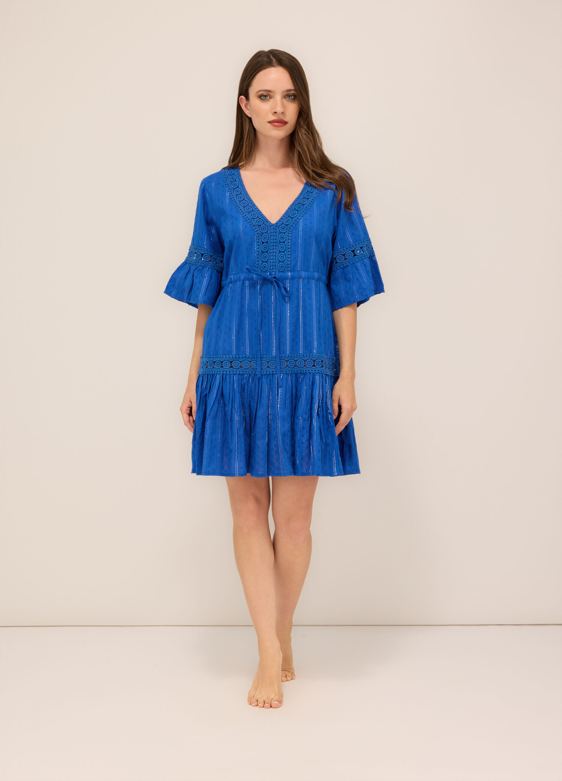 Copricostume in cotone con filo lurex donna_0