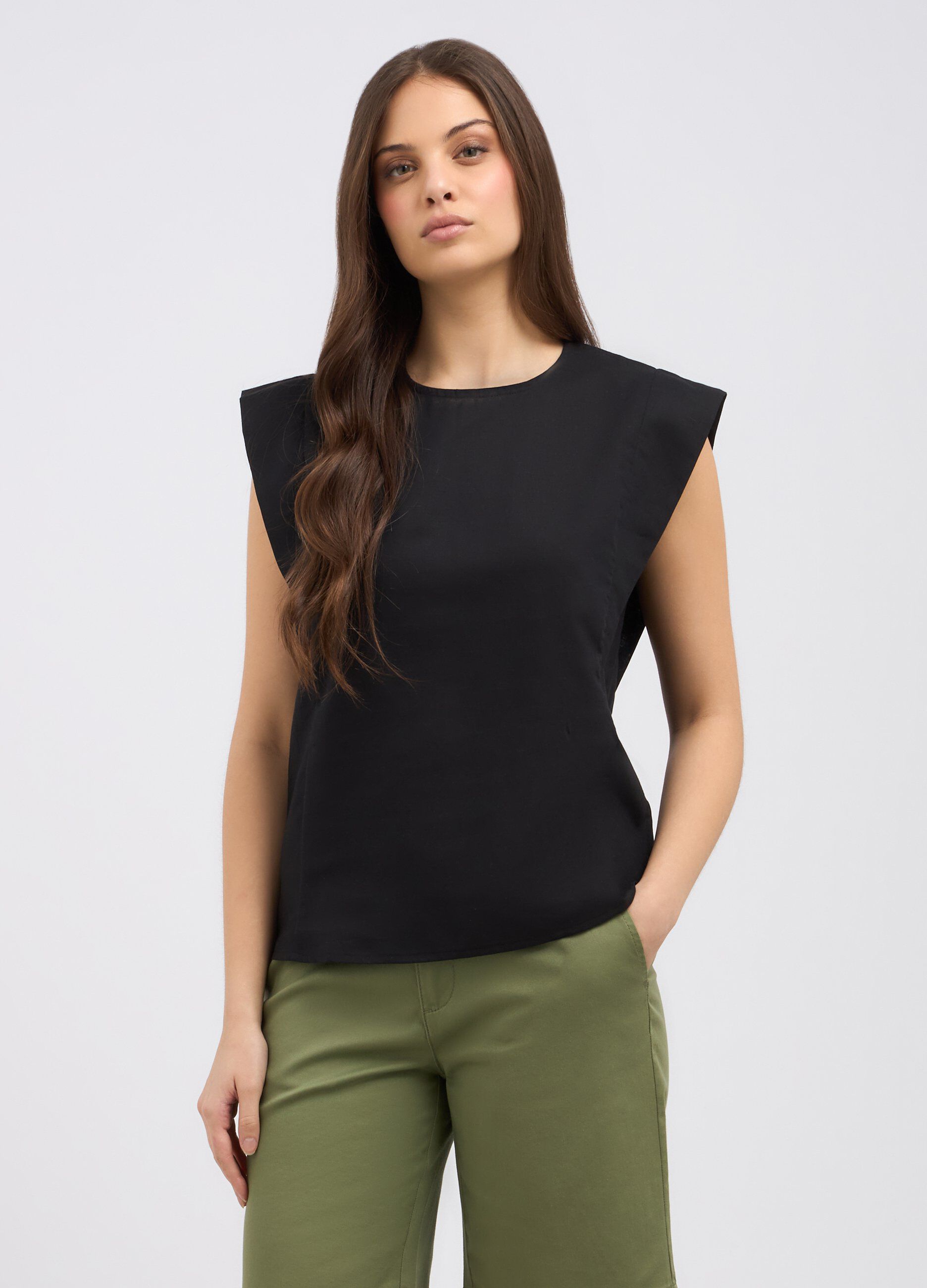Blusa in misto lino donna_0