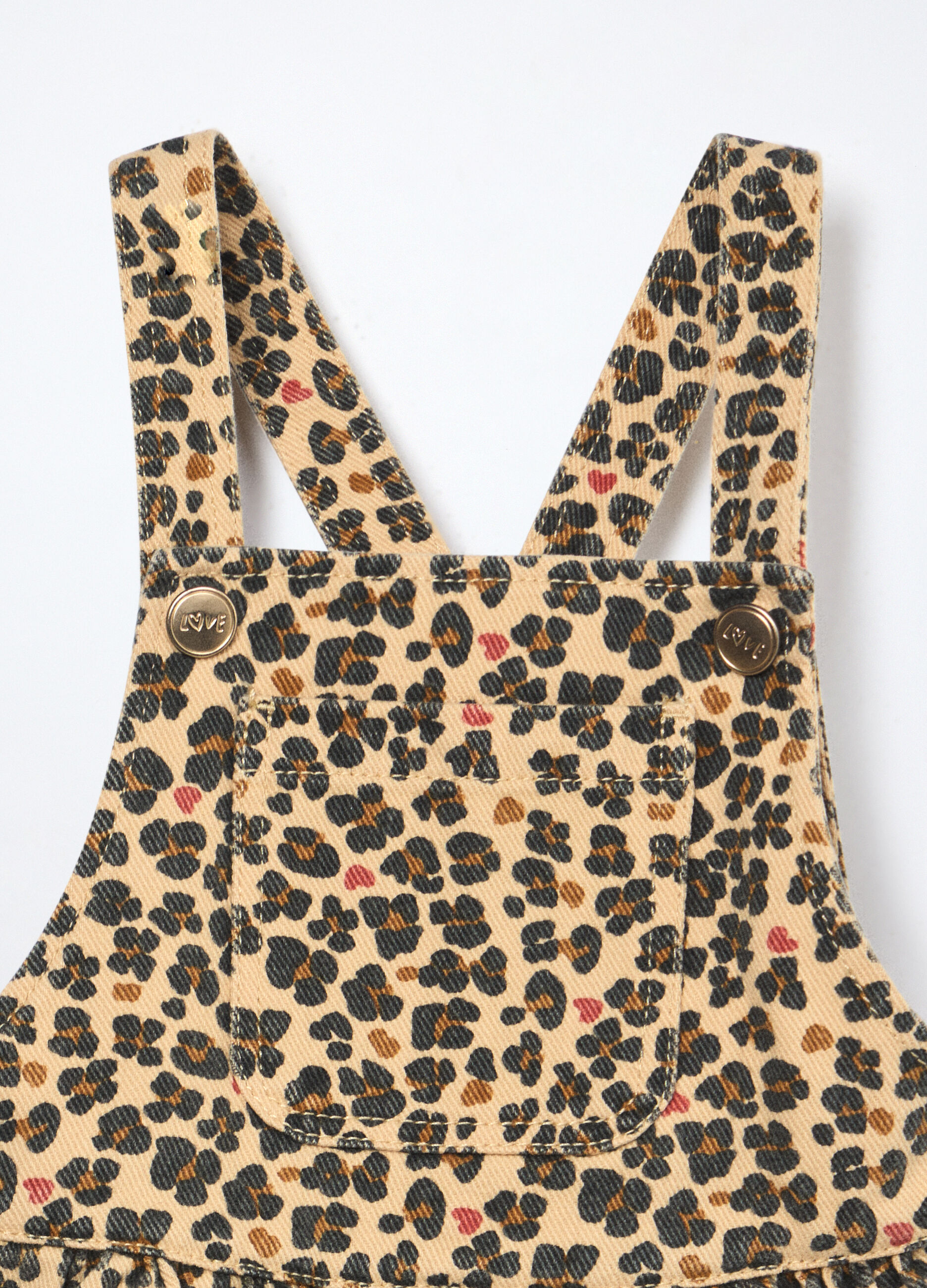 Vestito salopette in twill di puro cotone neonata_2