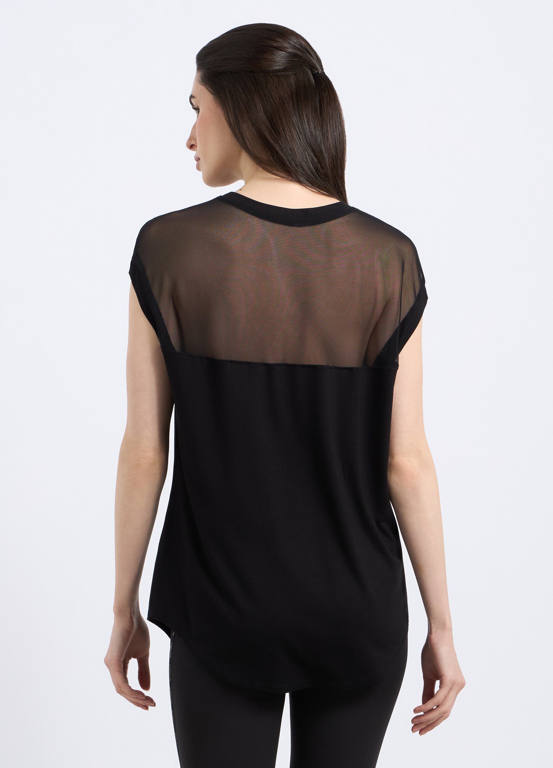 T-shirt in viscosa stretch con inserto sul top_1