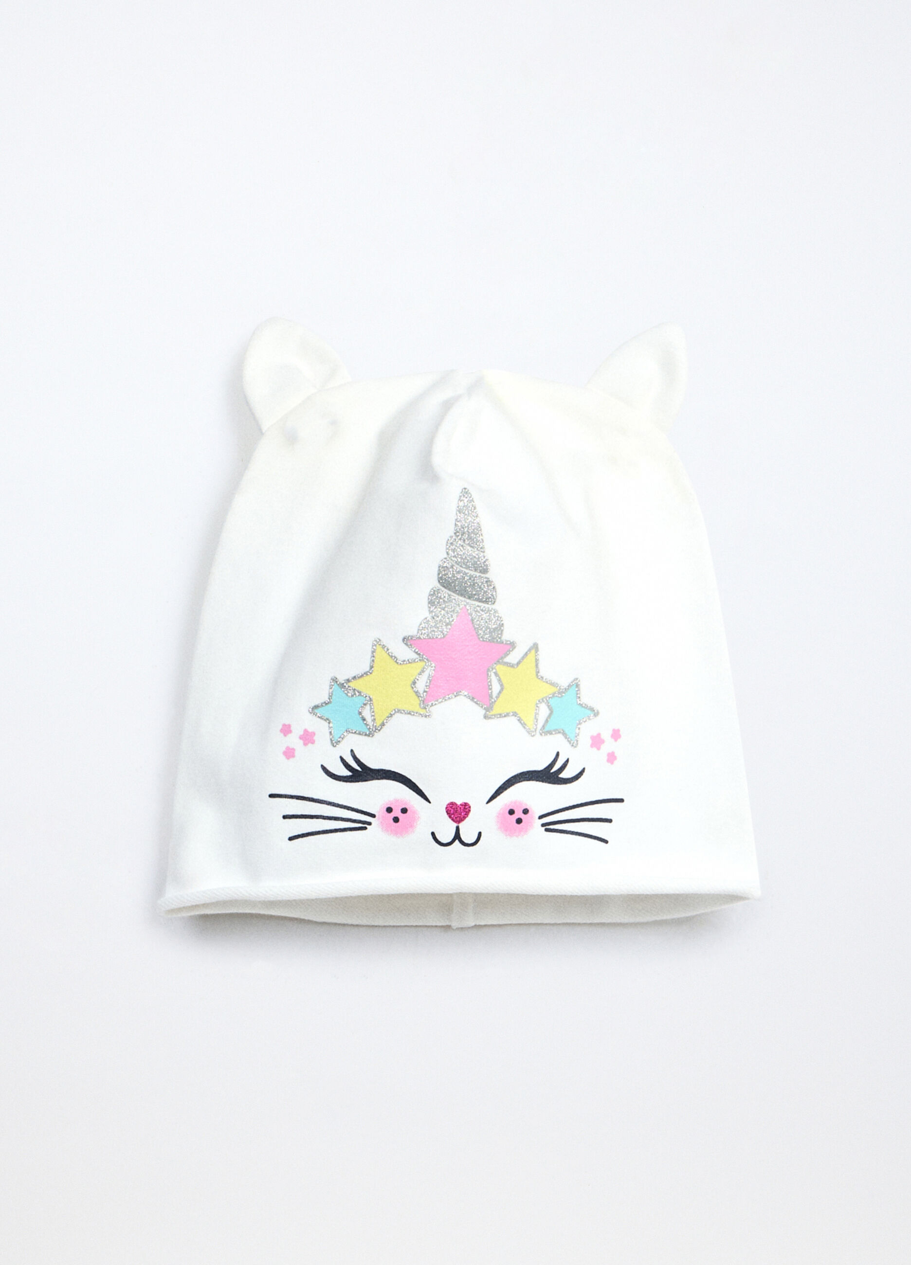 Berretto in french terry di cotone stretch neonata_0